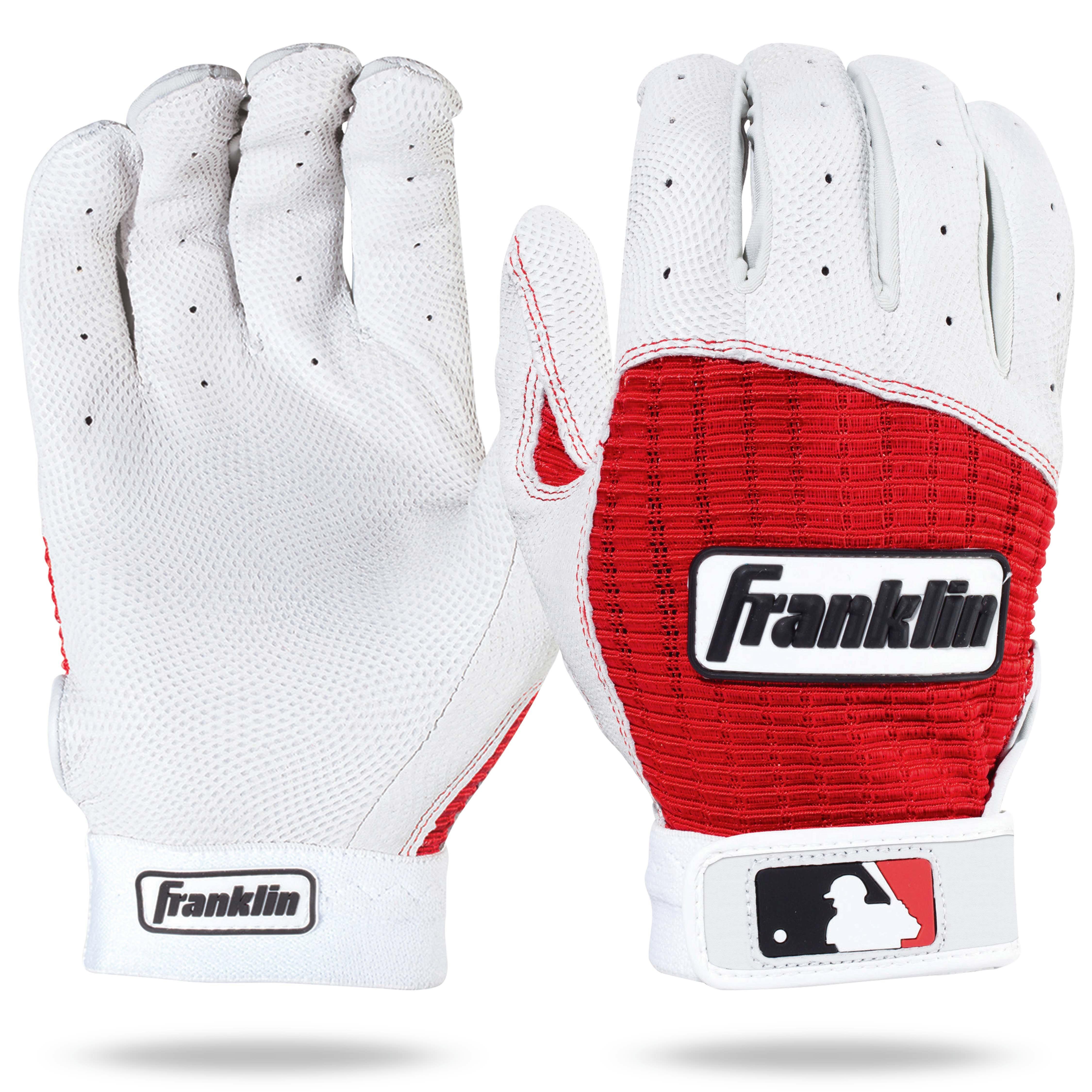 Franklin Men's Pro Classic Baseball Batting Gloves - WHITE/RED Thumbnail View 1