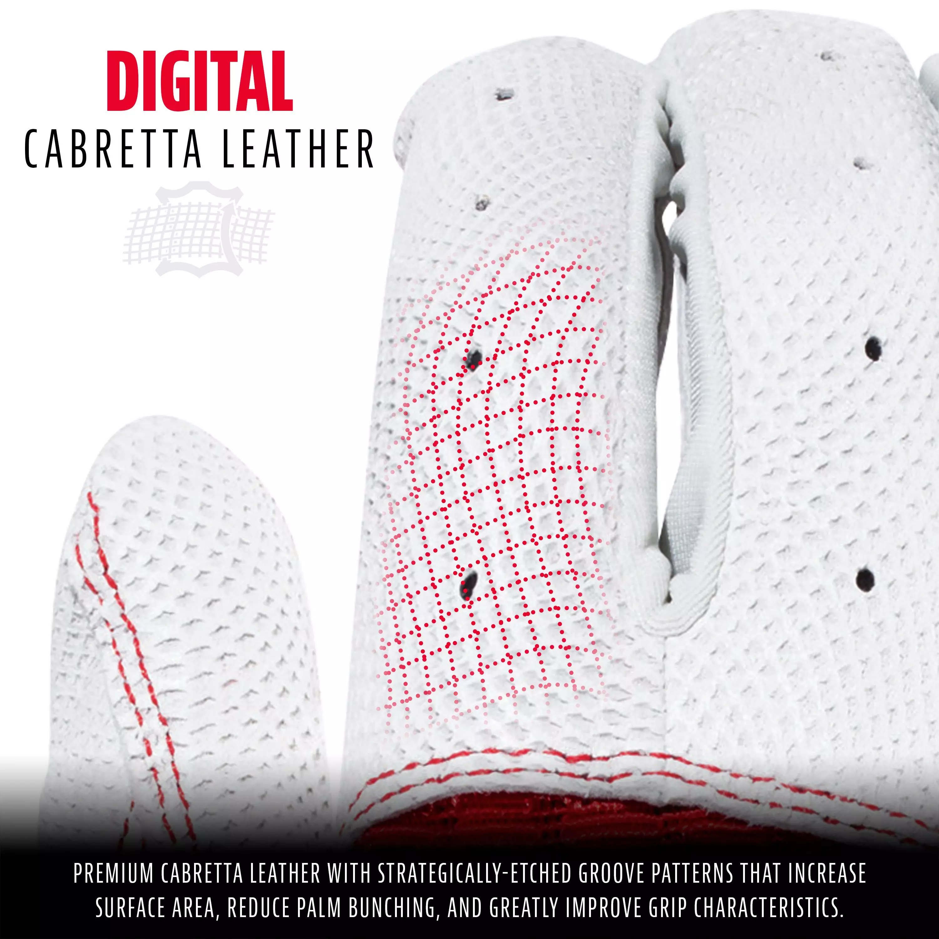 Franklin Men's Pro Classic Baseball Batting Gloves - WHITE/RED