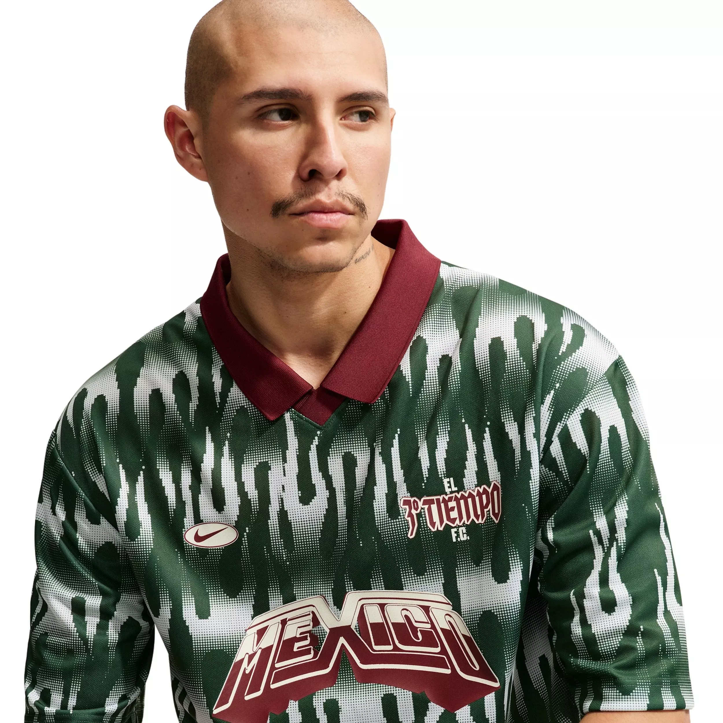 Nike Men's Mexico Soccer Goalie Top - Green/Grey/Red - GREEN/GREY/RED