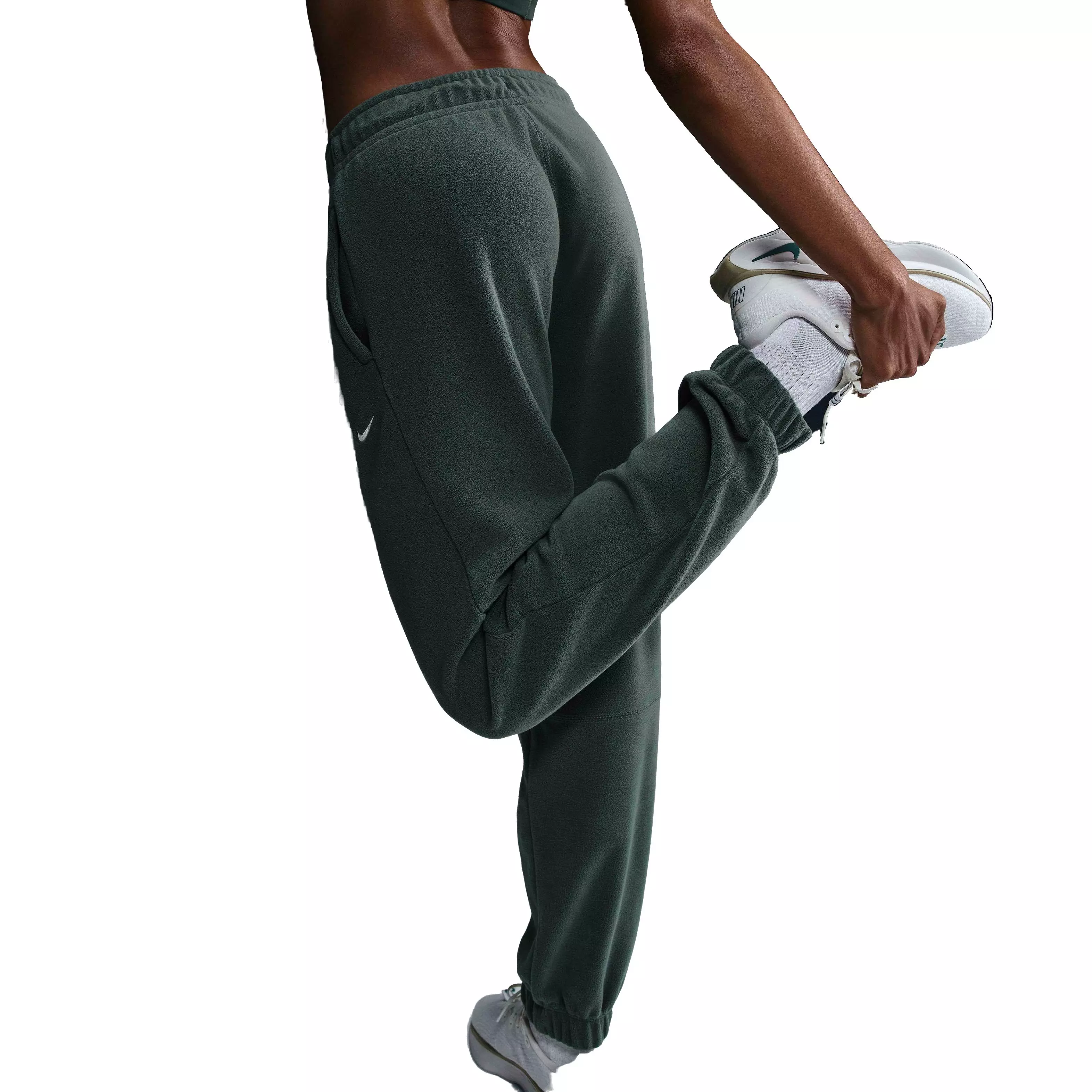 Nike Women's Therma-FIT One Loose Fleece Pants -Green/White - GREEN/WHITE