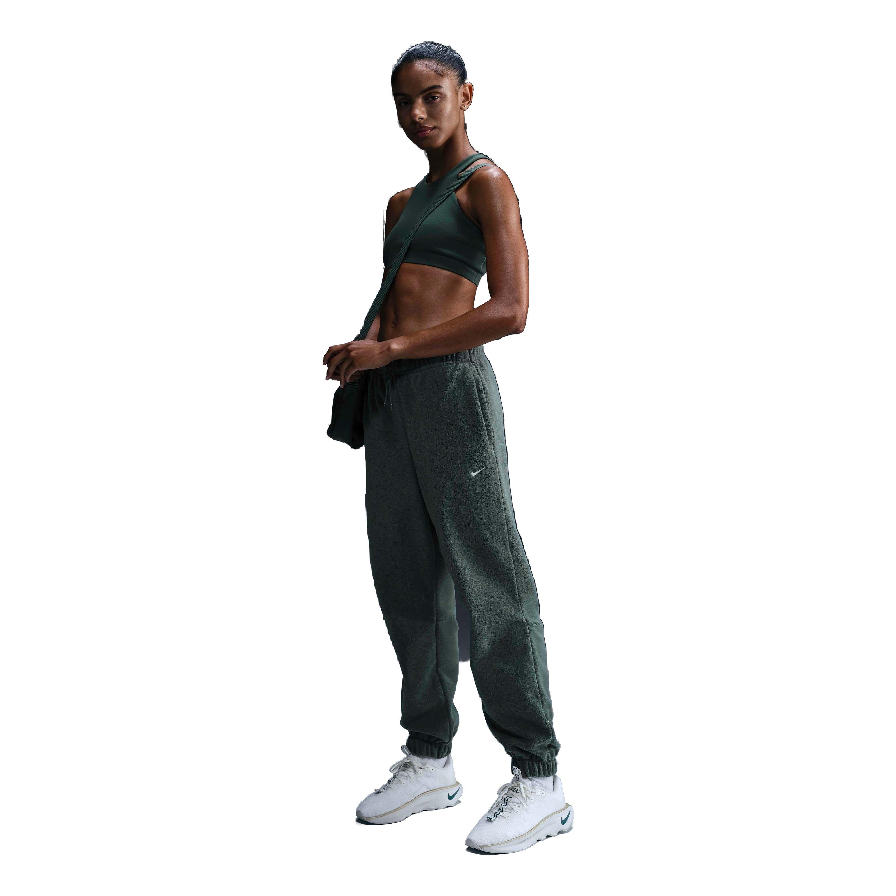 Nike Women's Therma-FIT One Loose Fleece Pants -Green/White - GREEN/WHITE Thumbnail View 3