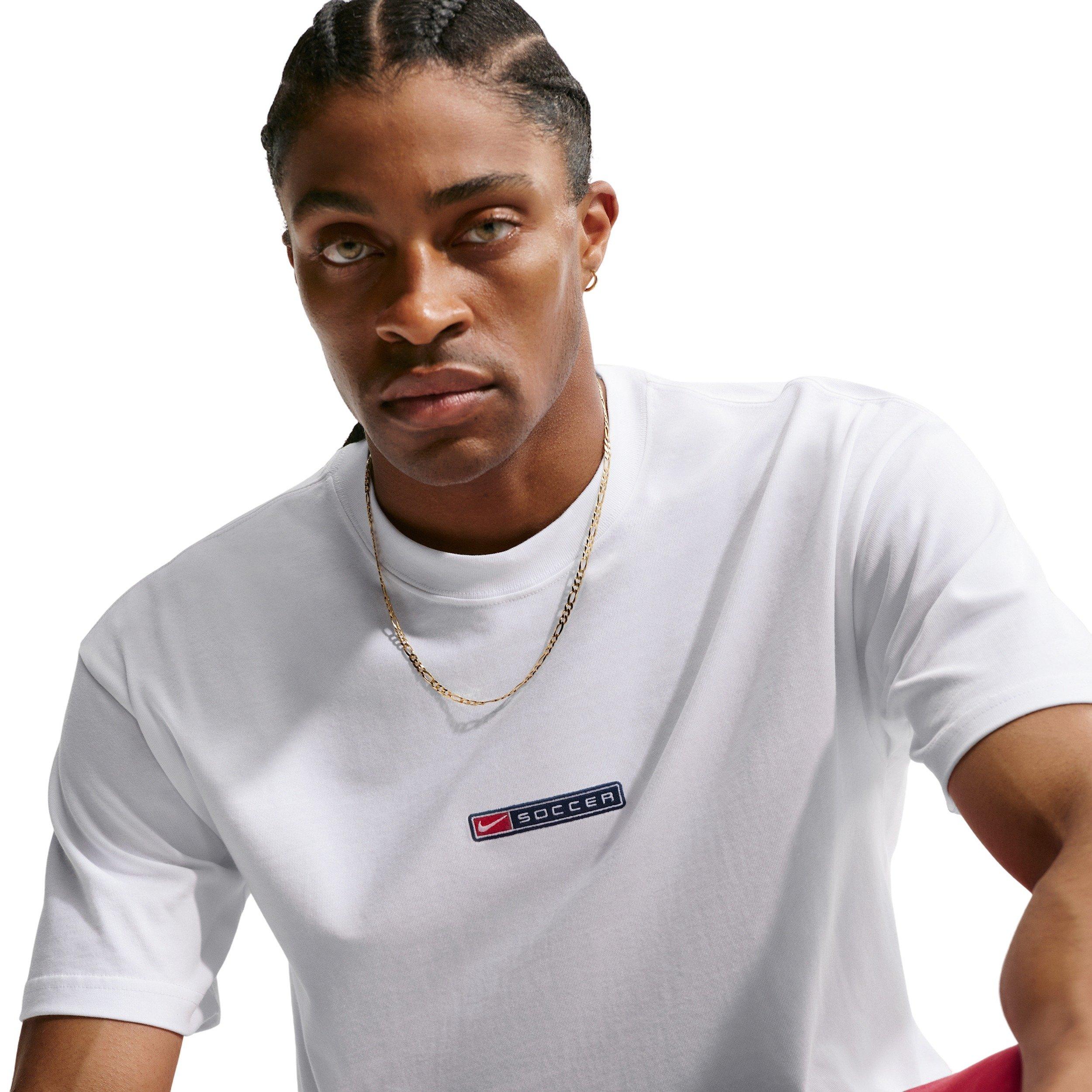 Nike Men's Sportswear LSE Boxy Soccer T-Shirt - White - WHITE Thumbnail View 3