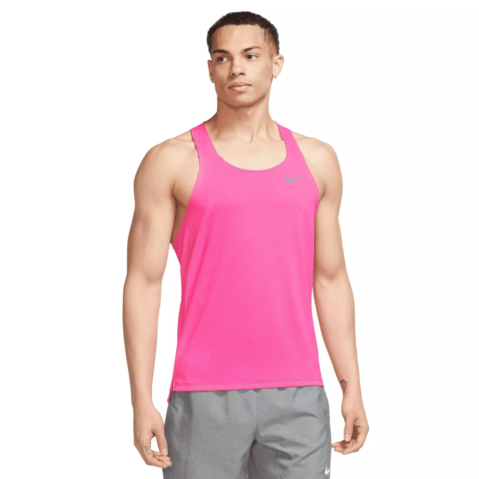 Nike Men's Dri-FIT Fast Racing Singlet-Pink - PINK