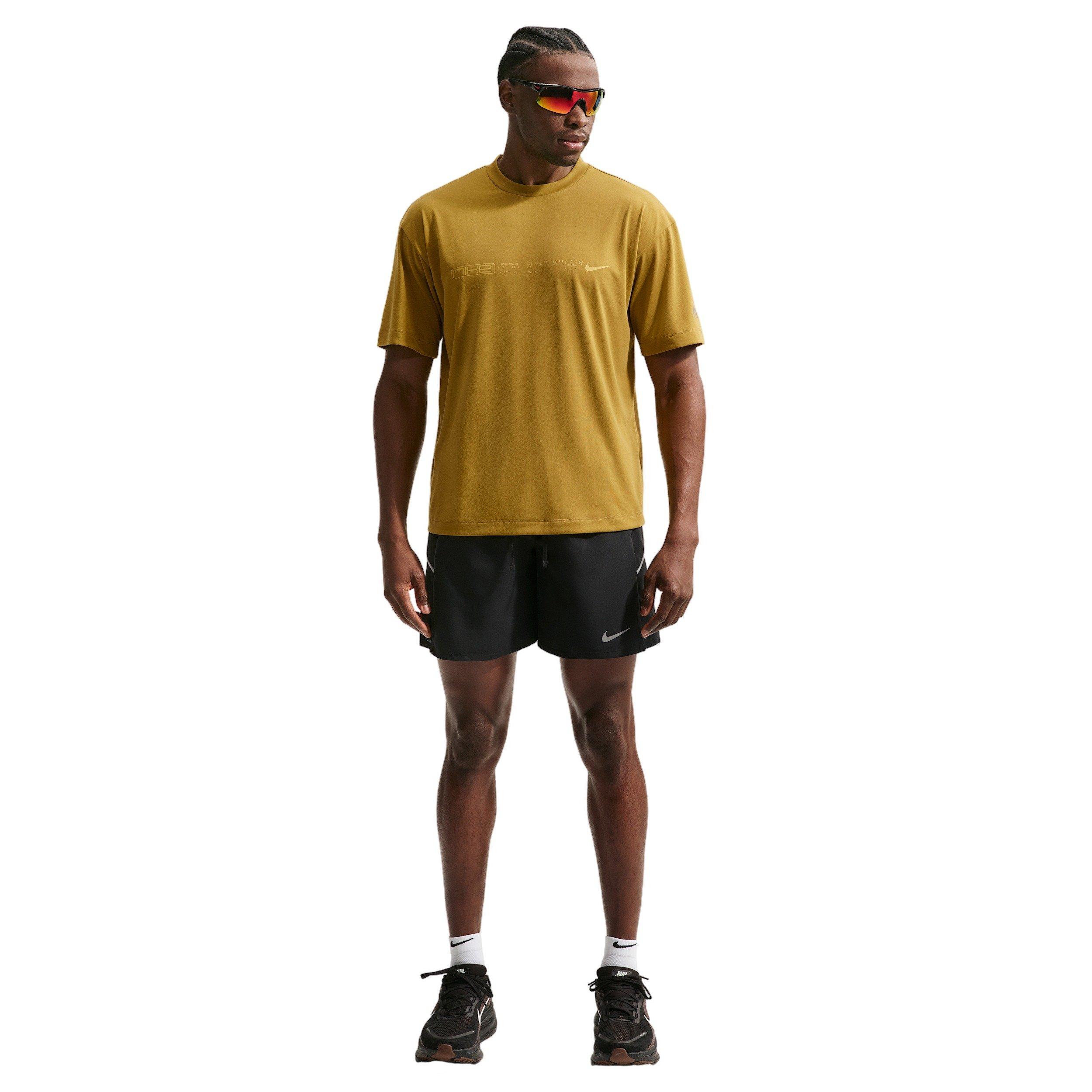 Nike Men's Disrupt Dri-FIT Short-Sleeve Running Top - GOLD Thumbnail View 4