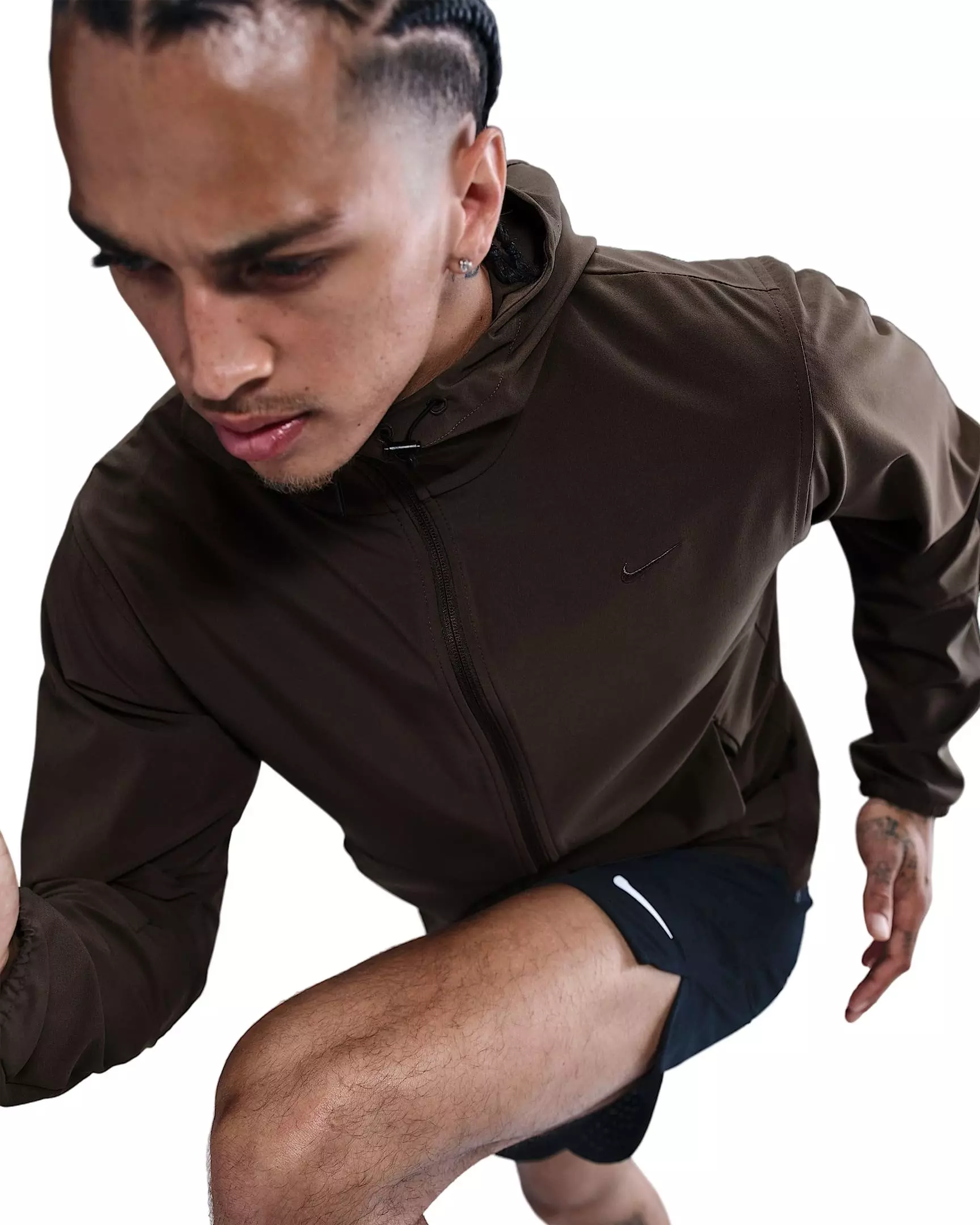 Nike Men's Unlimited Repel Hooded Versatile Jacket -Brown - BROWN