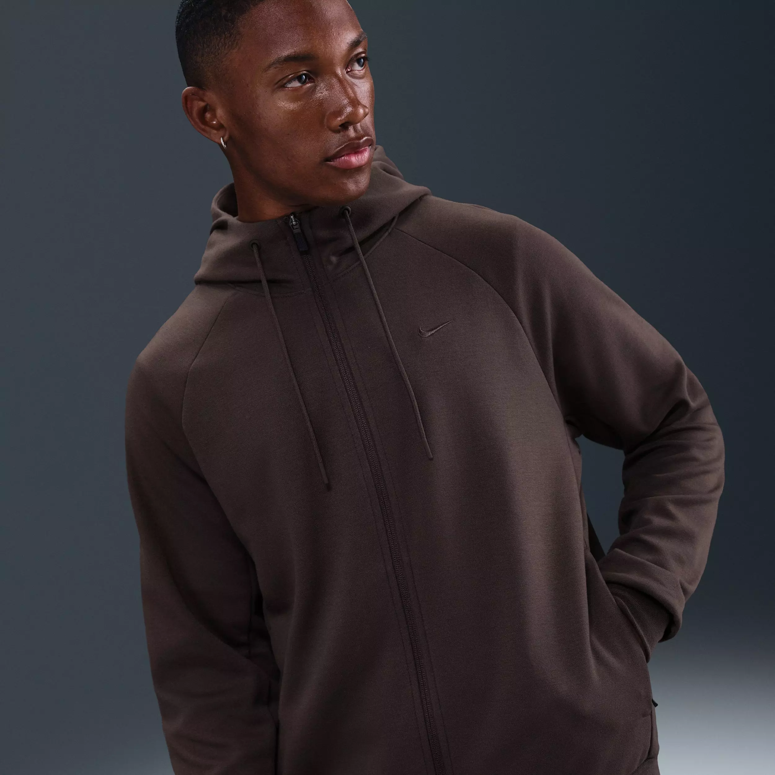 Nike Men's Primary Fleece Dri-FIT UV Full-Zip Performance Jacket - BROWN