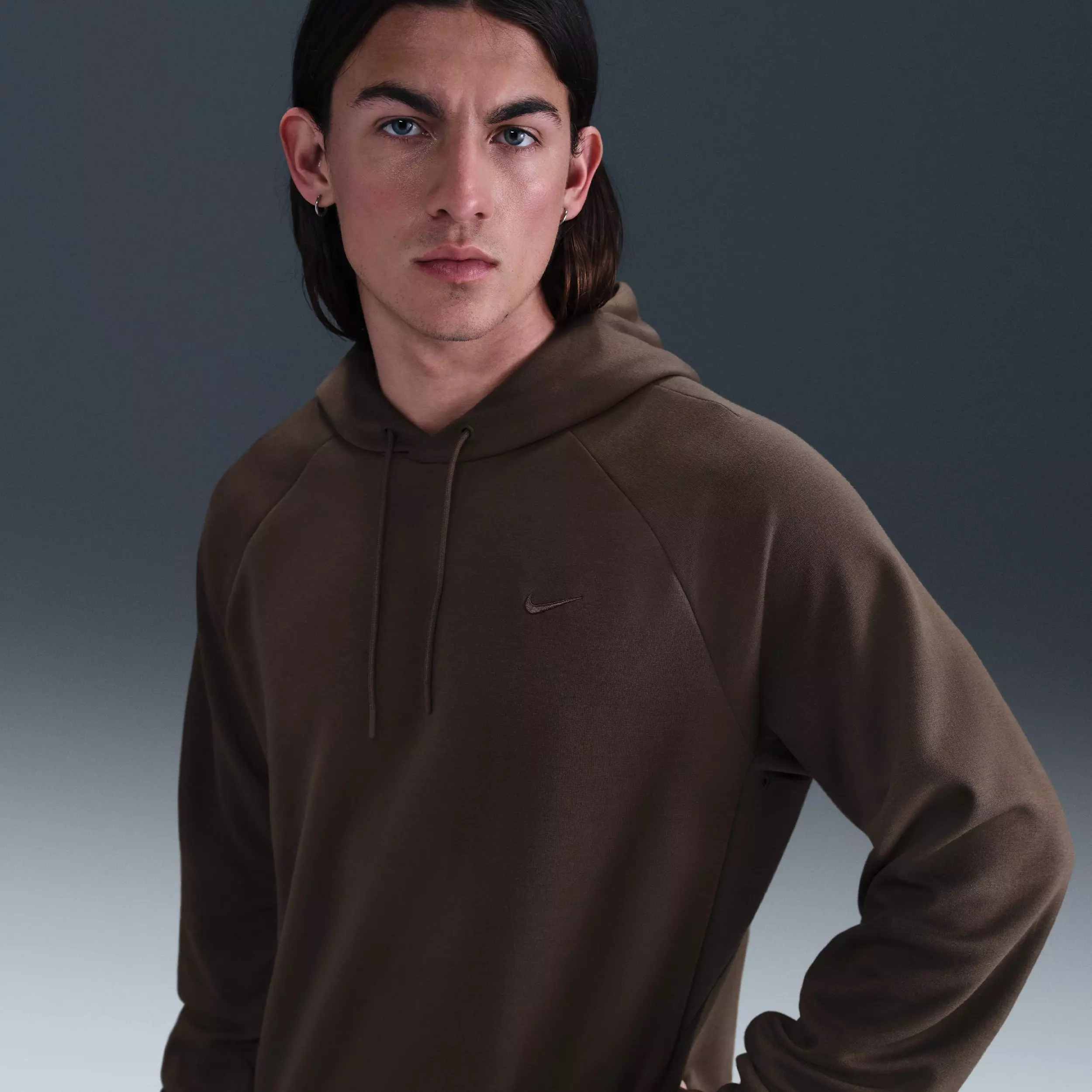 Nike Men's Primary Fleece Dri-FIT UV Pullover Performance Hoodie - BROWN