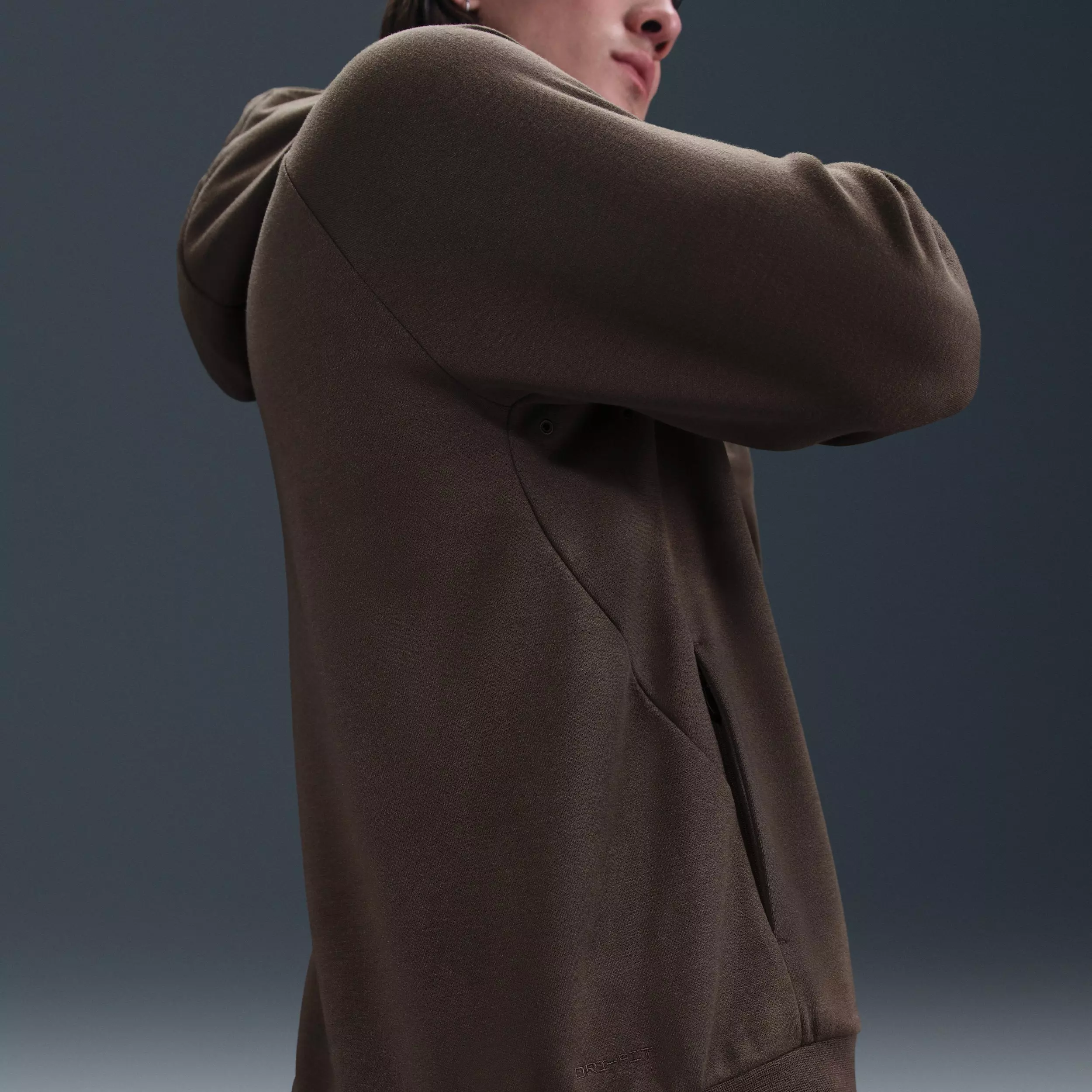 Nike Men's Primary Fleece Dri-FIT UV Pullover Performance Hoodie - BROWN