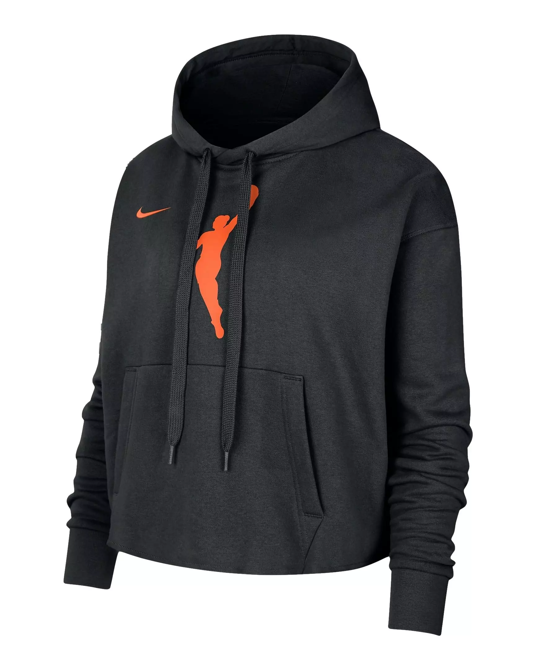 Nike Women's WNBA Team 13 Courtside Cropped Pullover Hoodie - BLACK/ORANGE