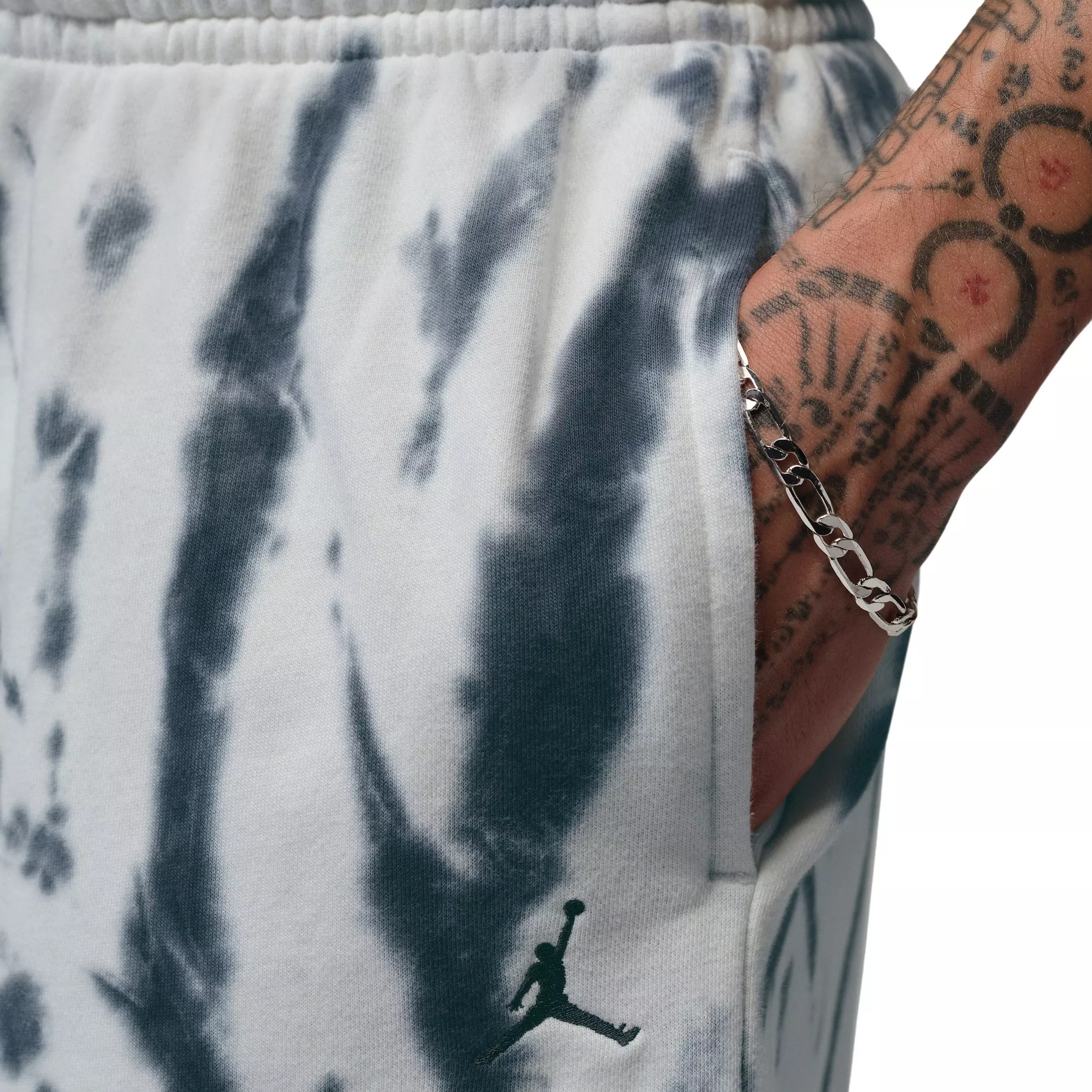 Jordan Men's Brooklyn Fleece Tie-Dye Festival Shorts - WHITE