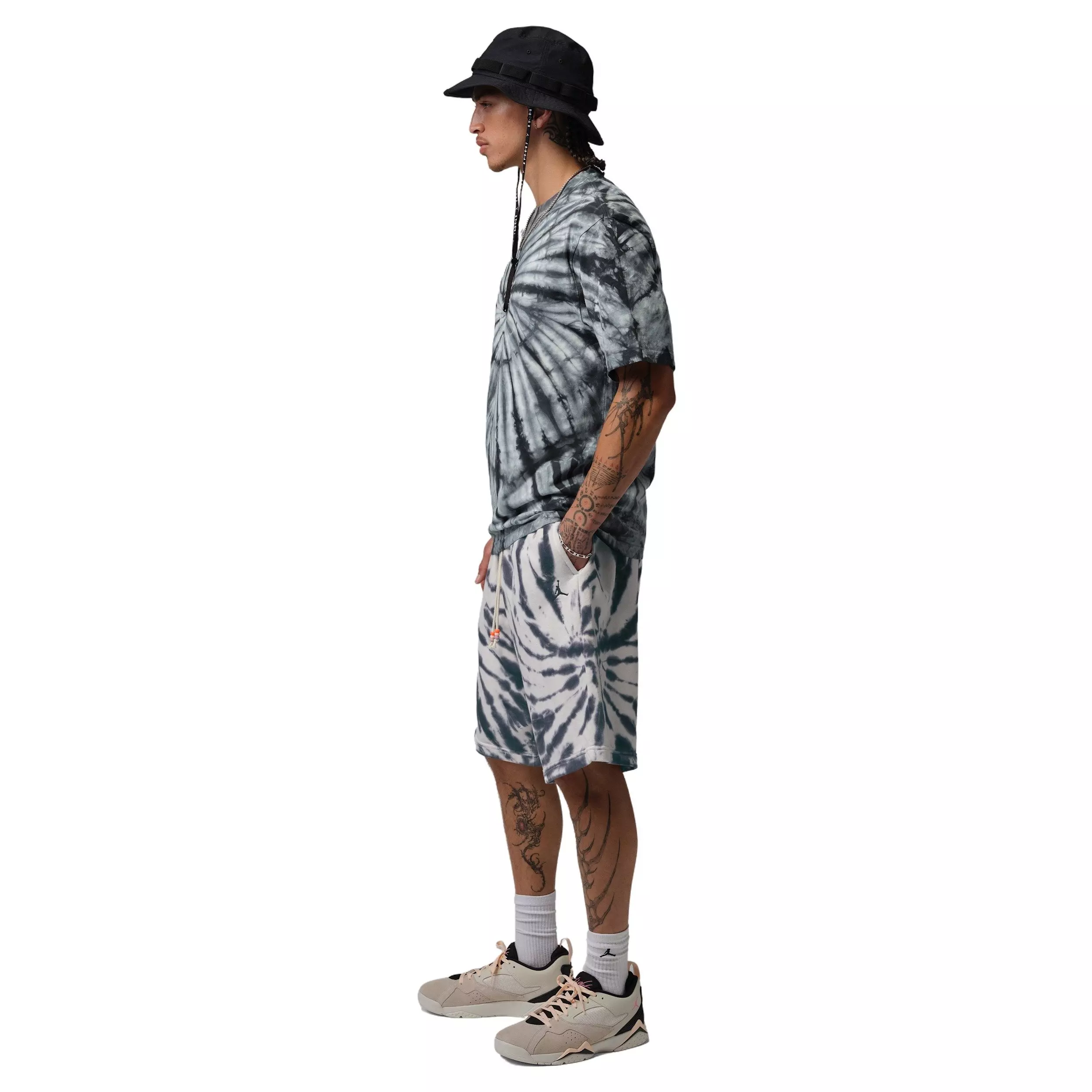 Jordan Men's Brooklyn Fleece Tie-Dye Festival Shorts - WHITE