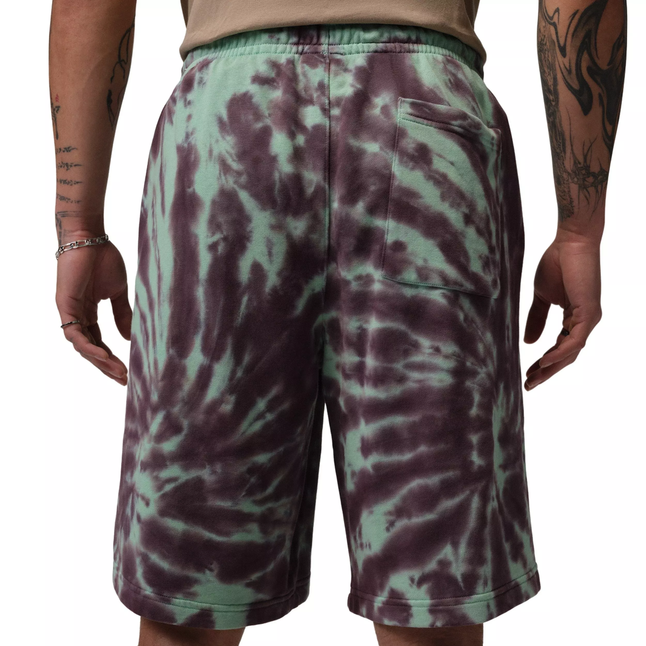 Jordan Men's Brooklyn Fleece Tie-Dye Festival Shorts - GREEN