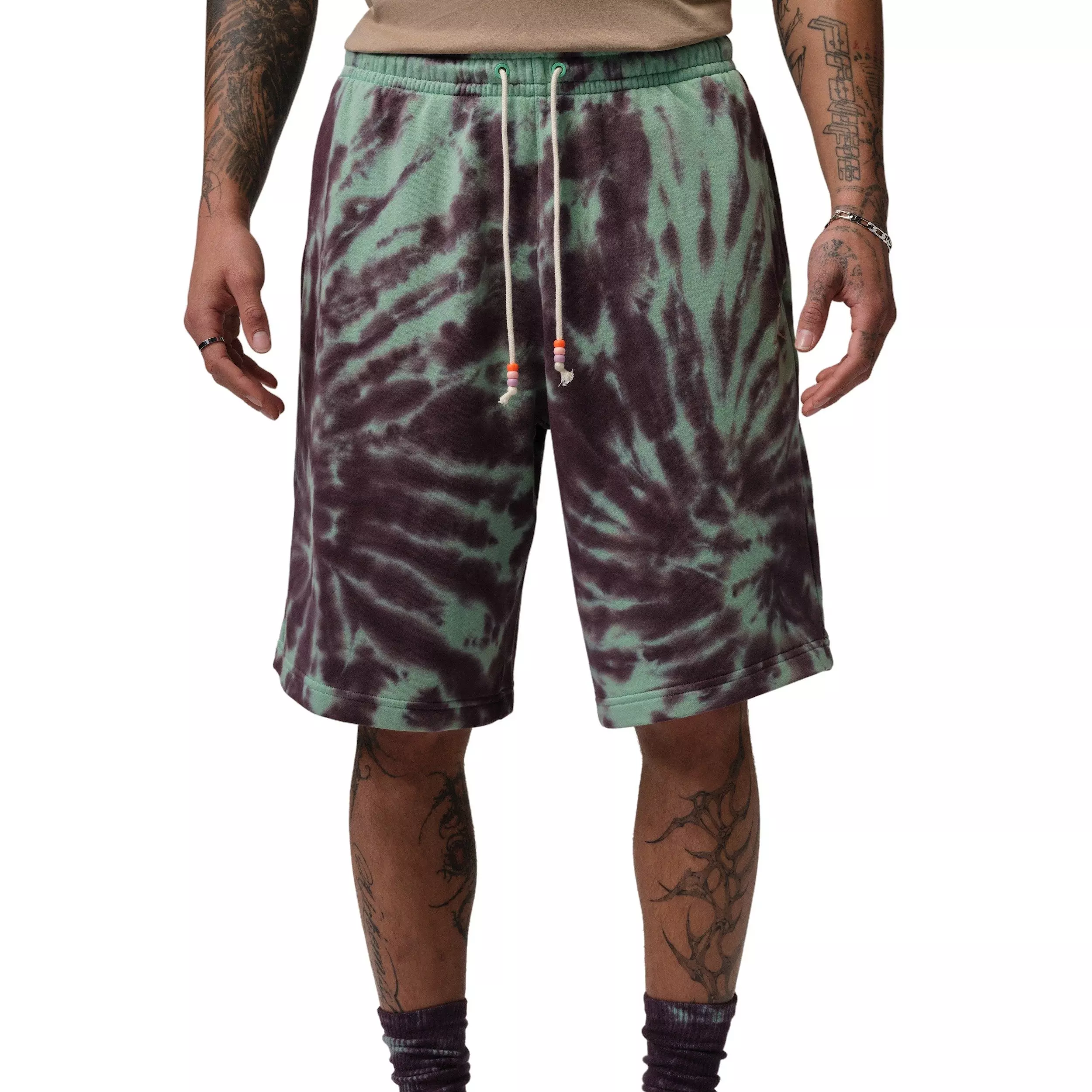 Jordan Men's Brooklyn Fleece Tie-Dye Festival Shorts - GREEN
