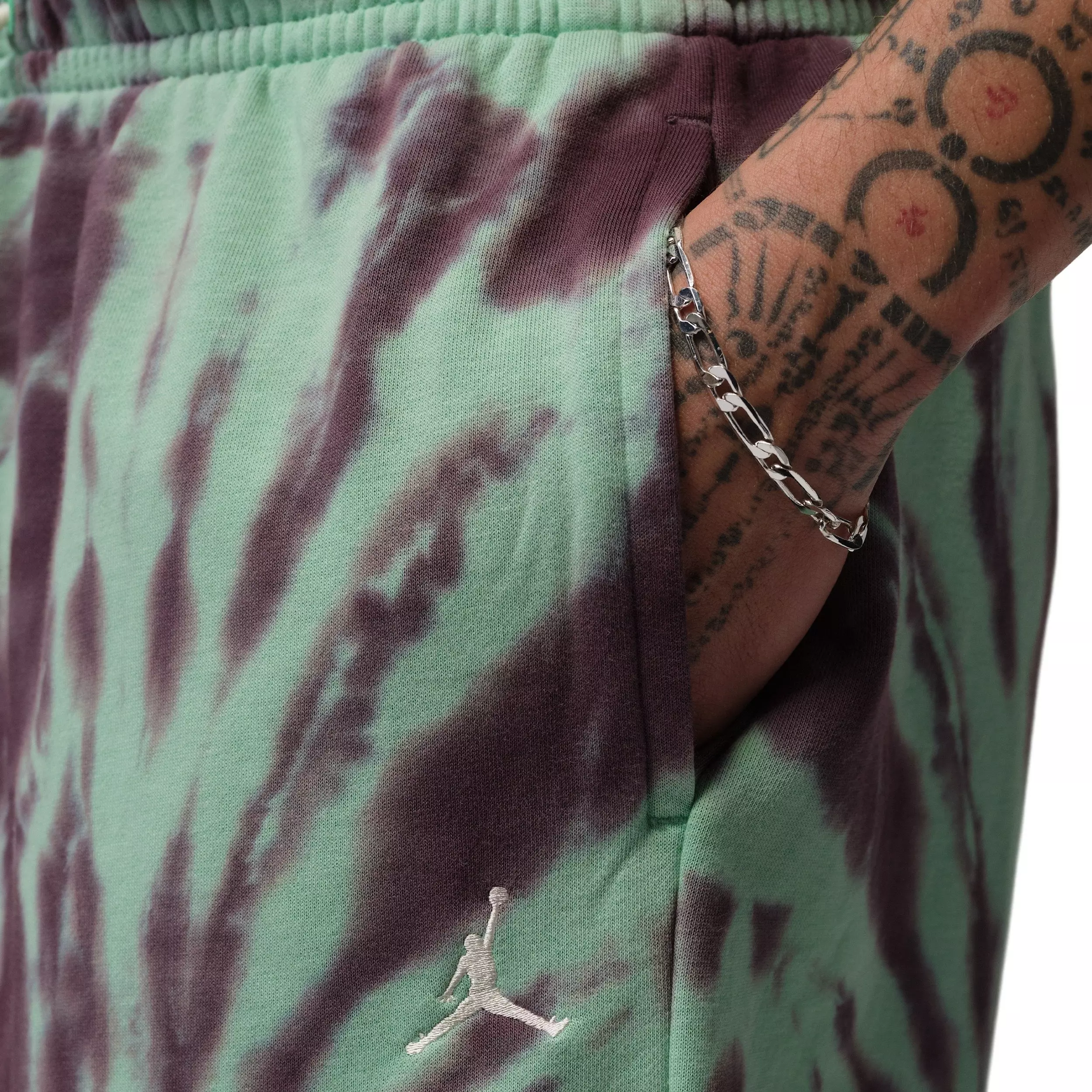 Jordan Men's Brooklyn Fleece Tie-Dye Festival Shorts - GREEN
