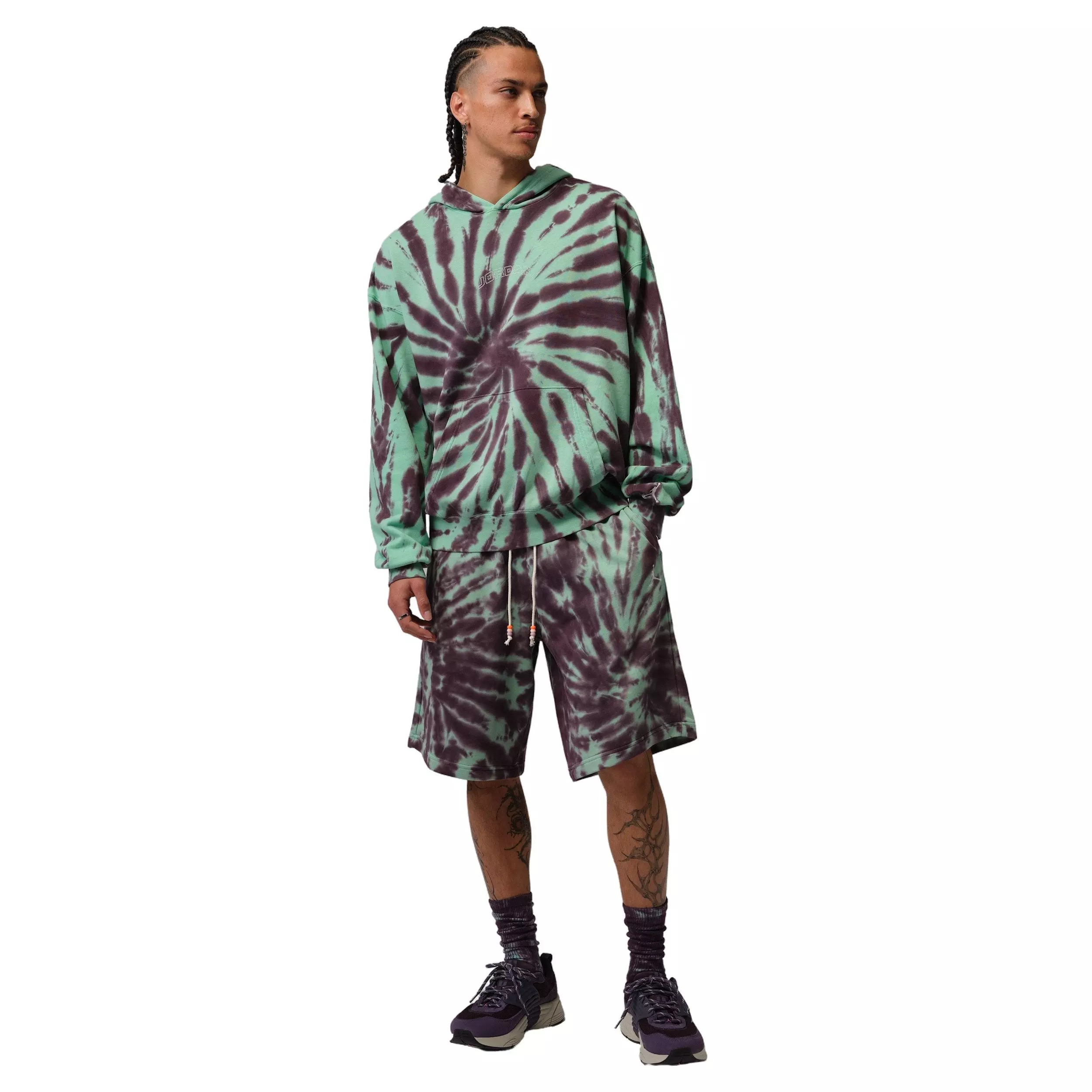 Jordan Men's Brooklyn Fleece Tie-Dye Festival Shorts - GREEN