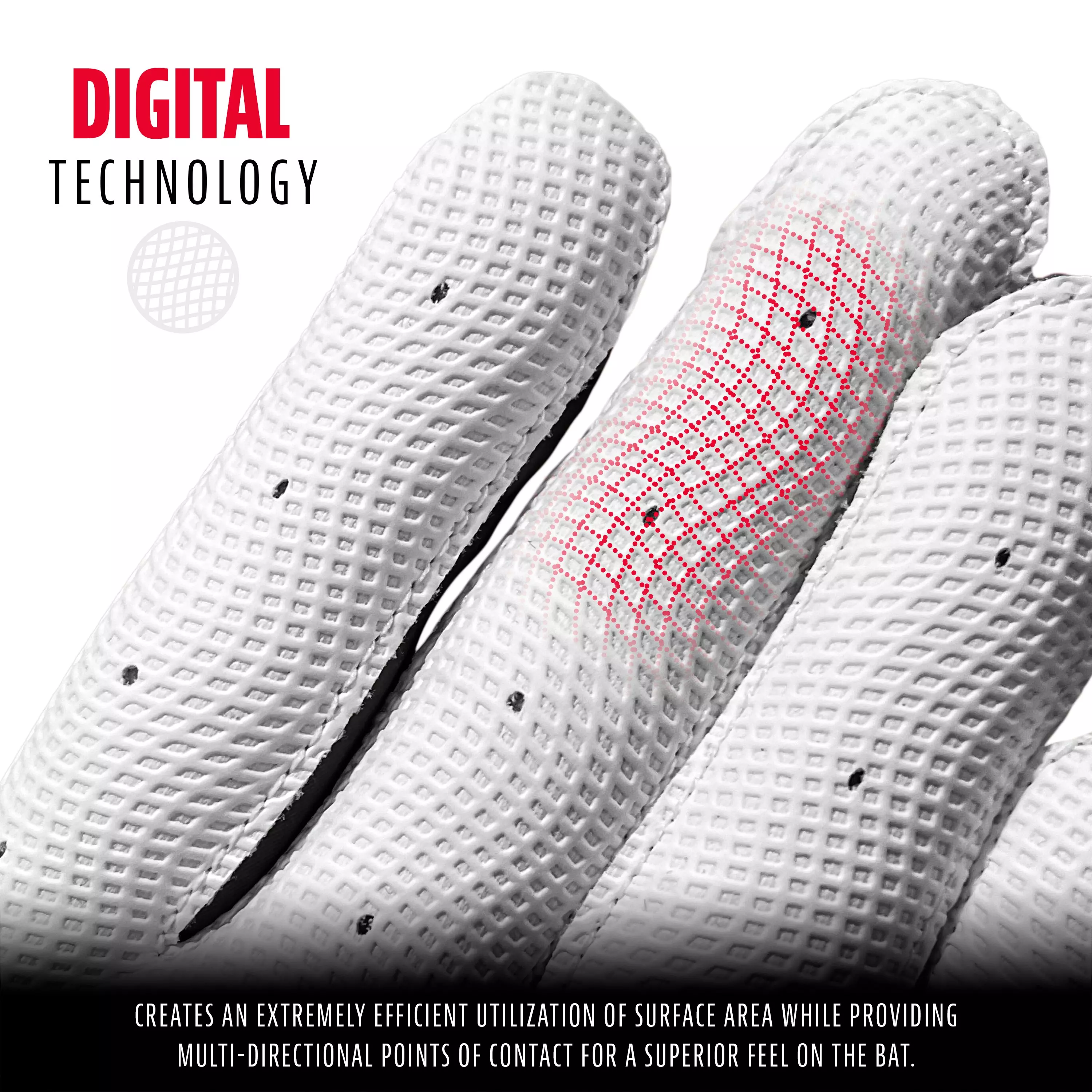 Franklin Youth Digitek Series Batting Gloves Grey/White - GREY/WHITE