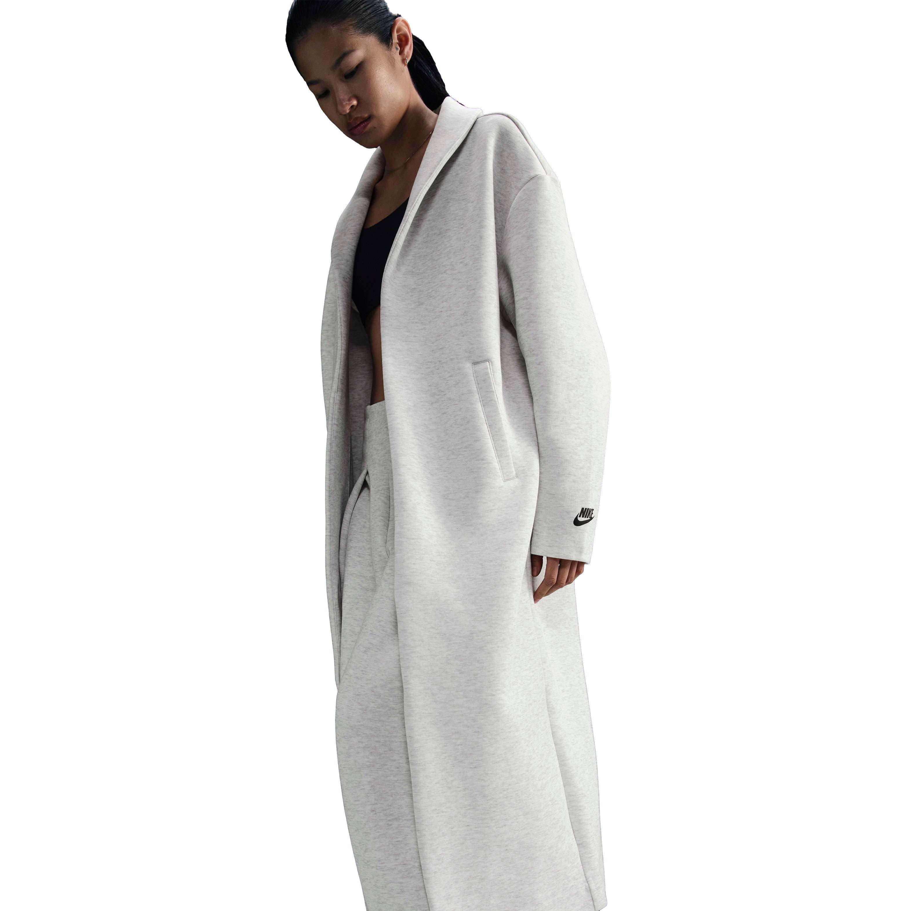 Nike Women's Sportswear Tech Fleece Oversized Duster Jacket - Lt Grey - LT GREY Thumbnail View 3