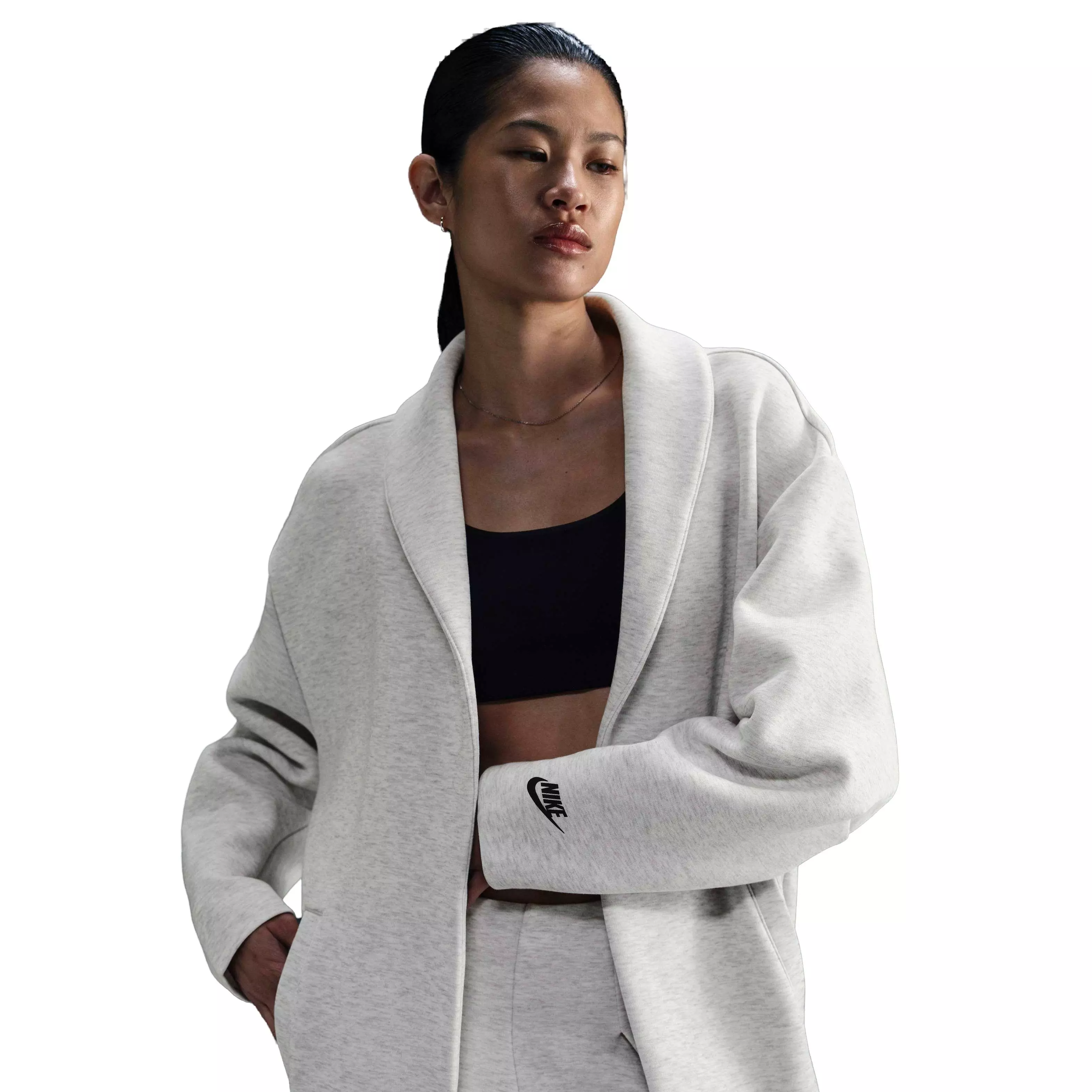 Nike Women's Sportswear Tech Fleece Oversized Duster Jacket - Lt Grey - LT GREY
