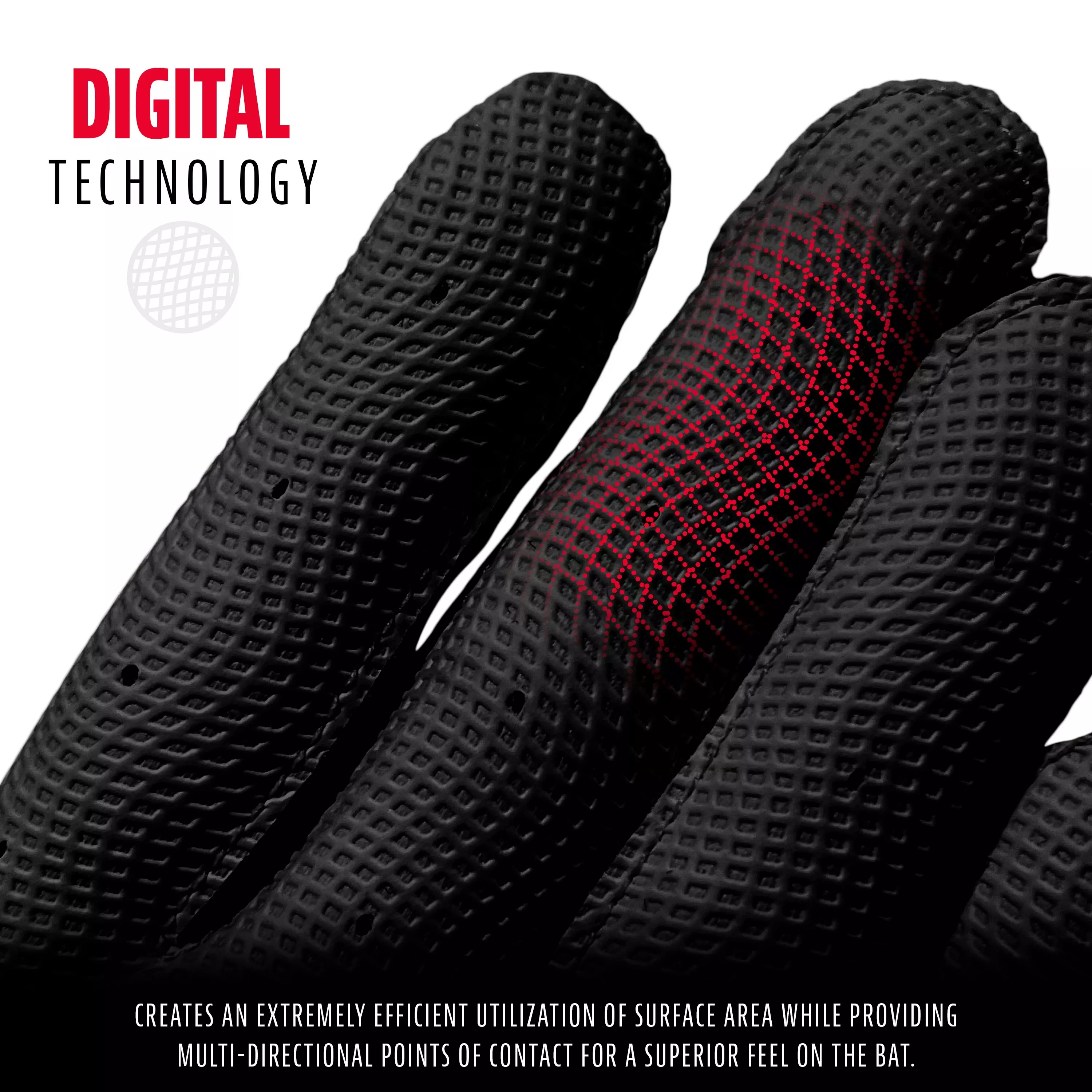 Franklin Youth MLB Digitek Series Batting Gloves Black - BLACK