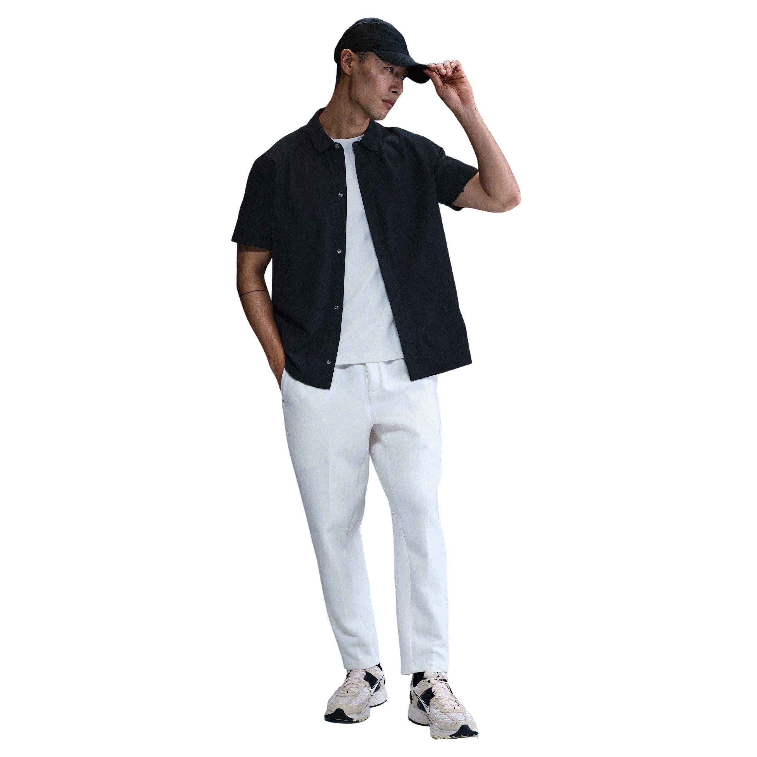 Nike Men's 24.7 PerfectStretch Dri-FIT Short-Sleeve Snap-Down Top - BLACK Thumbnail View 4