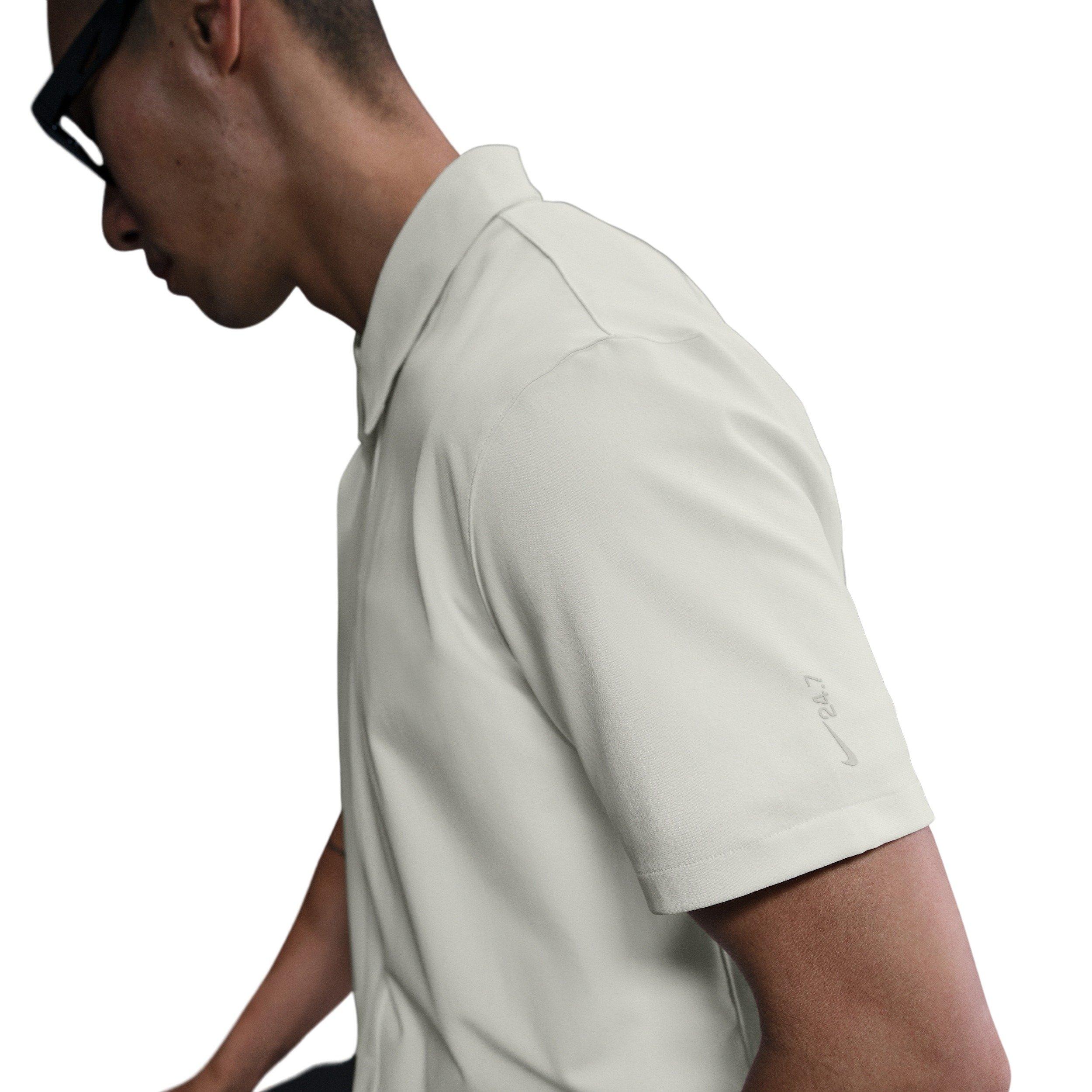 Nike Men's 24.7 PerfectStretch Dri-FIT Short-Sleeve Snap-Down Top - WHITE Thumbnail View 3