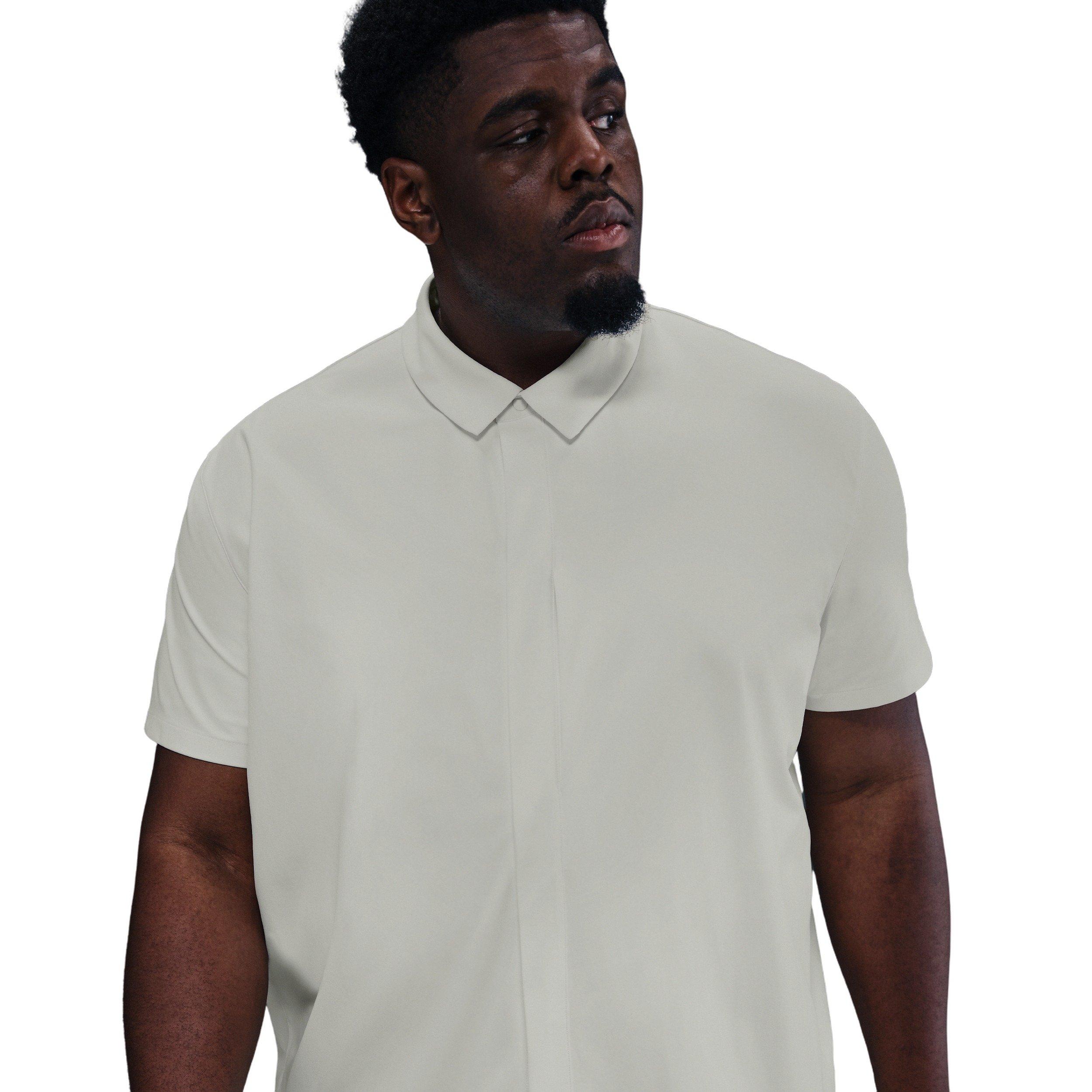 Nike Men's 24.7 PerfectStretch Dri-FIT Short-Sleeve Snap-Down Top - WHITE Thumbnail View 6