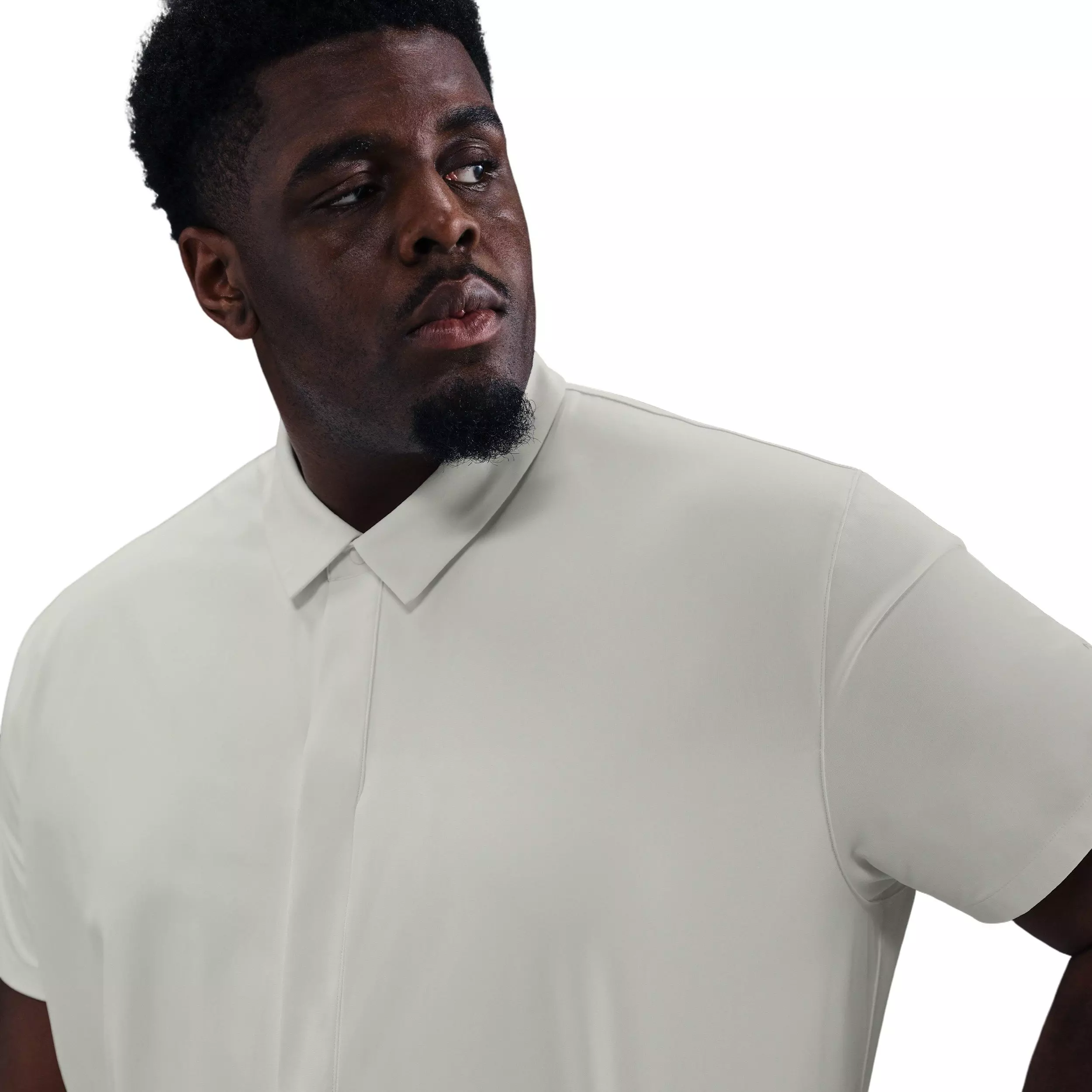 Nike Men's 24.7 PerfectStretch Dri-FIT Short-Sleeve Snap-Down Top - WHITE