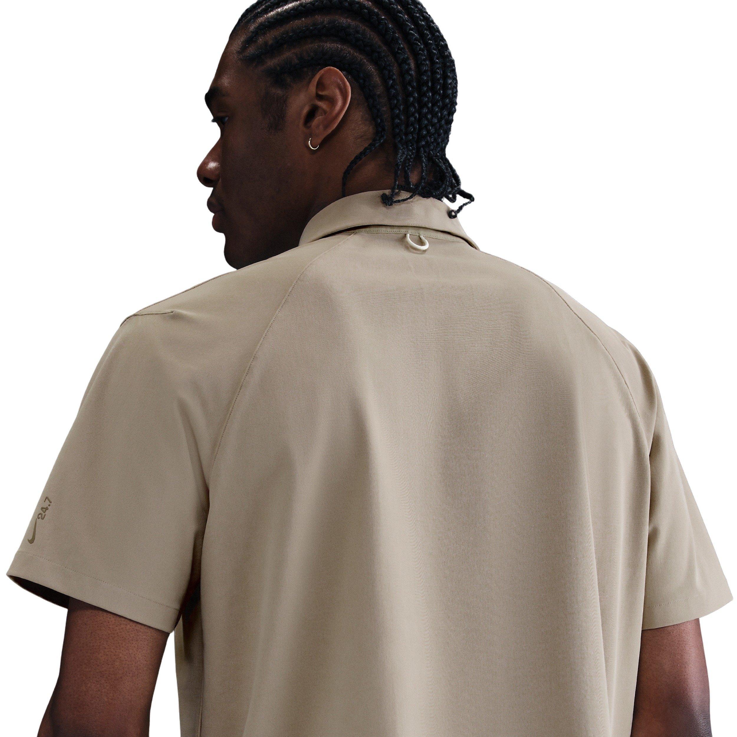 Nike Men's 24.7 PerfectStretch Dri-FIT Short-Sleeve Snap-Down Top - BROWN Thumbnail View 2