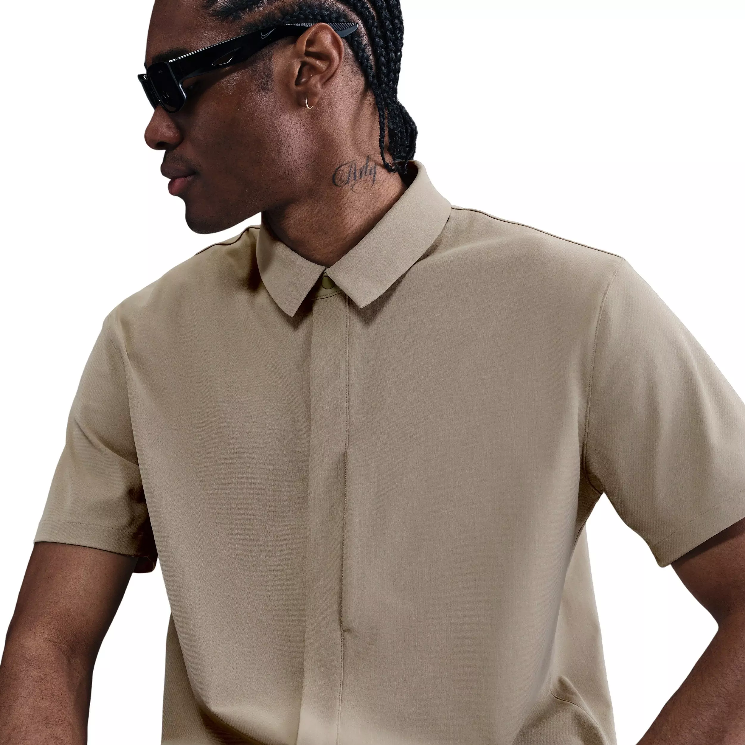 Nike Men's 24.7 PerfectStretch Dri-FIT Short-Sleeve Snap-Down Top - BROWN