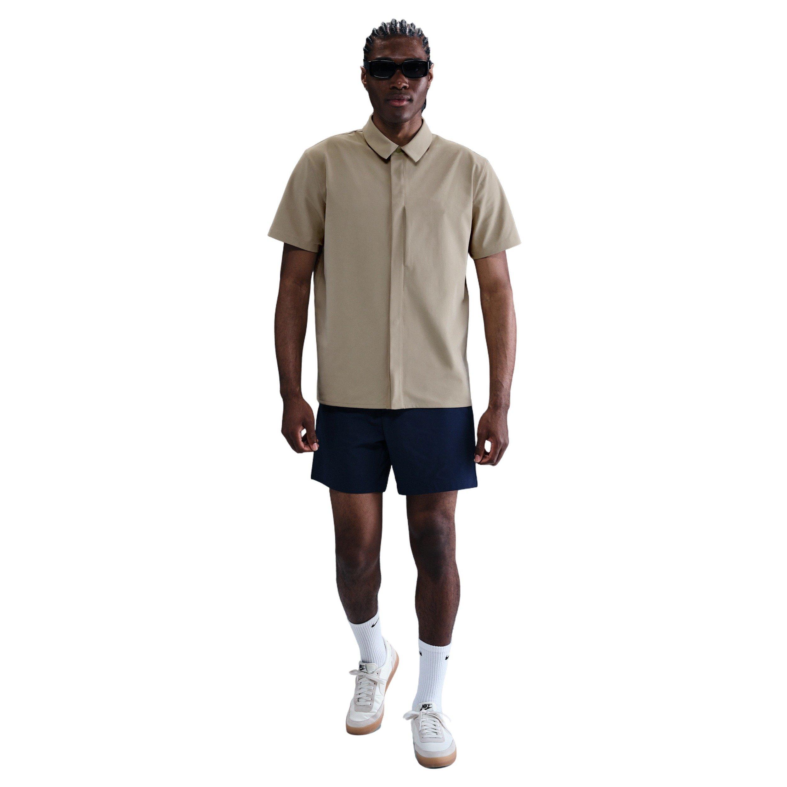 Nike Men's 24.7 PerfectStretch Dri-FIT Short-Sleeve Snap-Down Top - BROWN Thumbnail View 4