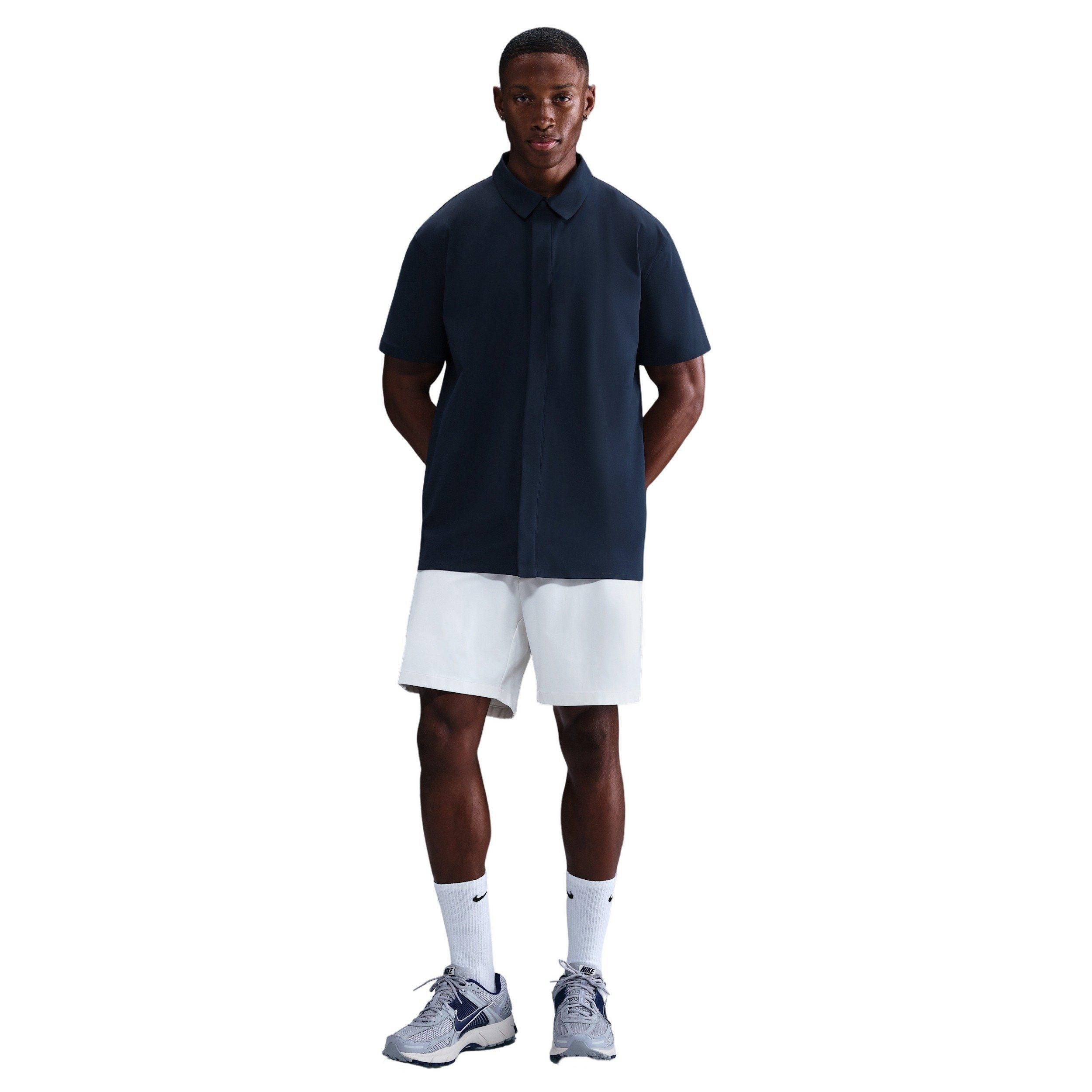 Nike Men's 24.7 PerfectStretch Dri-FIT Short-Sleeve Snap-Down Top - BLUE Thumbnail View 1