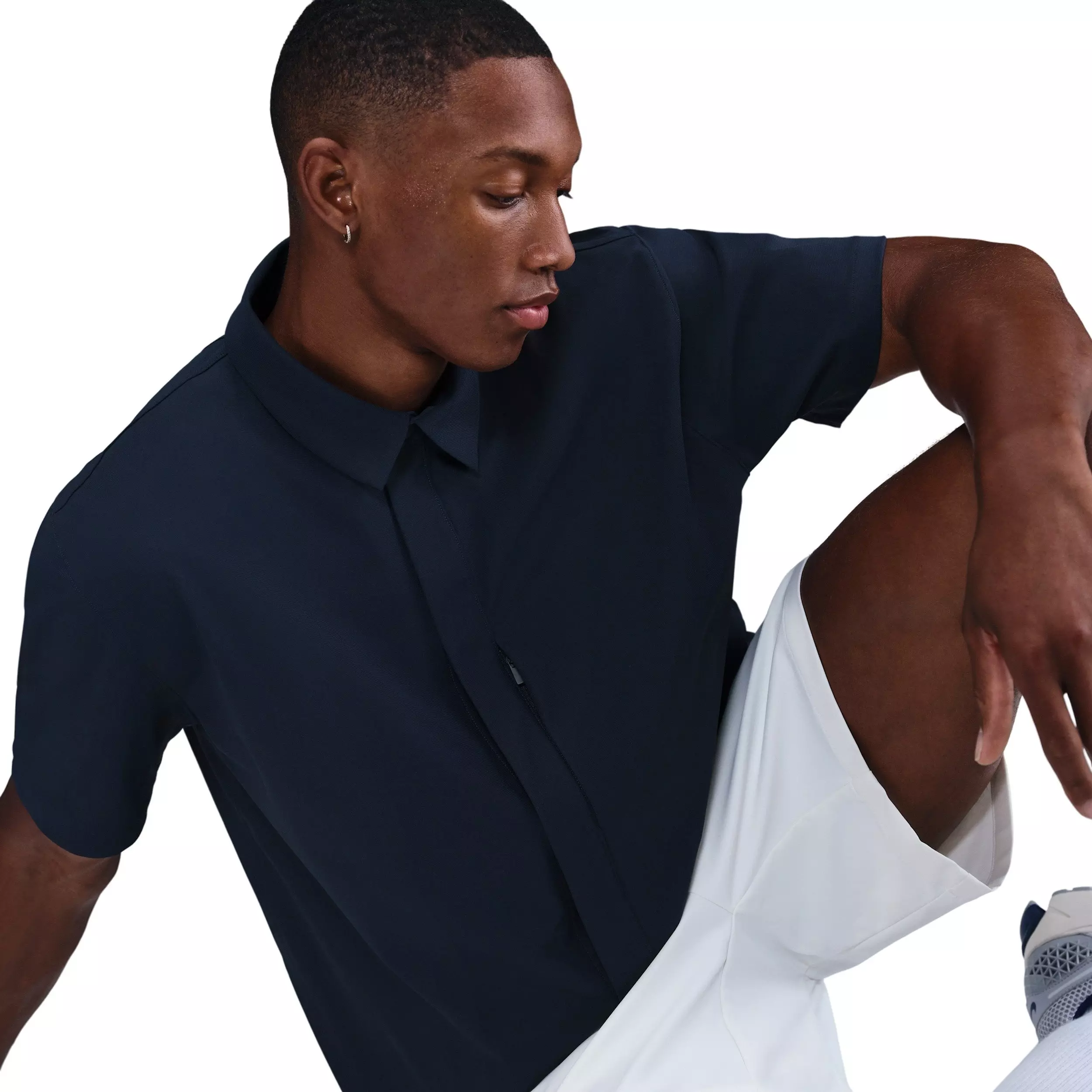 Nike Men's 24.7 PerfectStretch Dri-FIT Short-Sleeve Snap-Down Top - BLUE