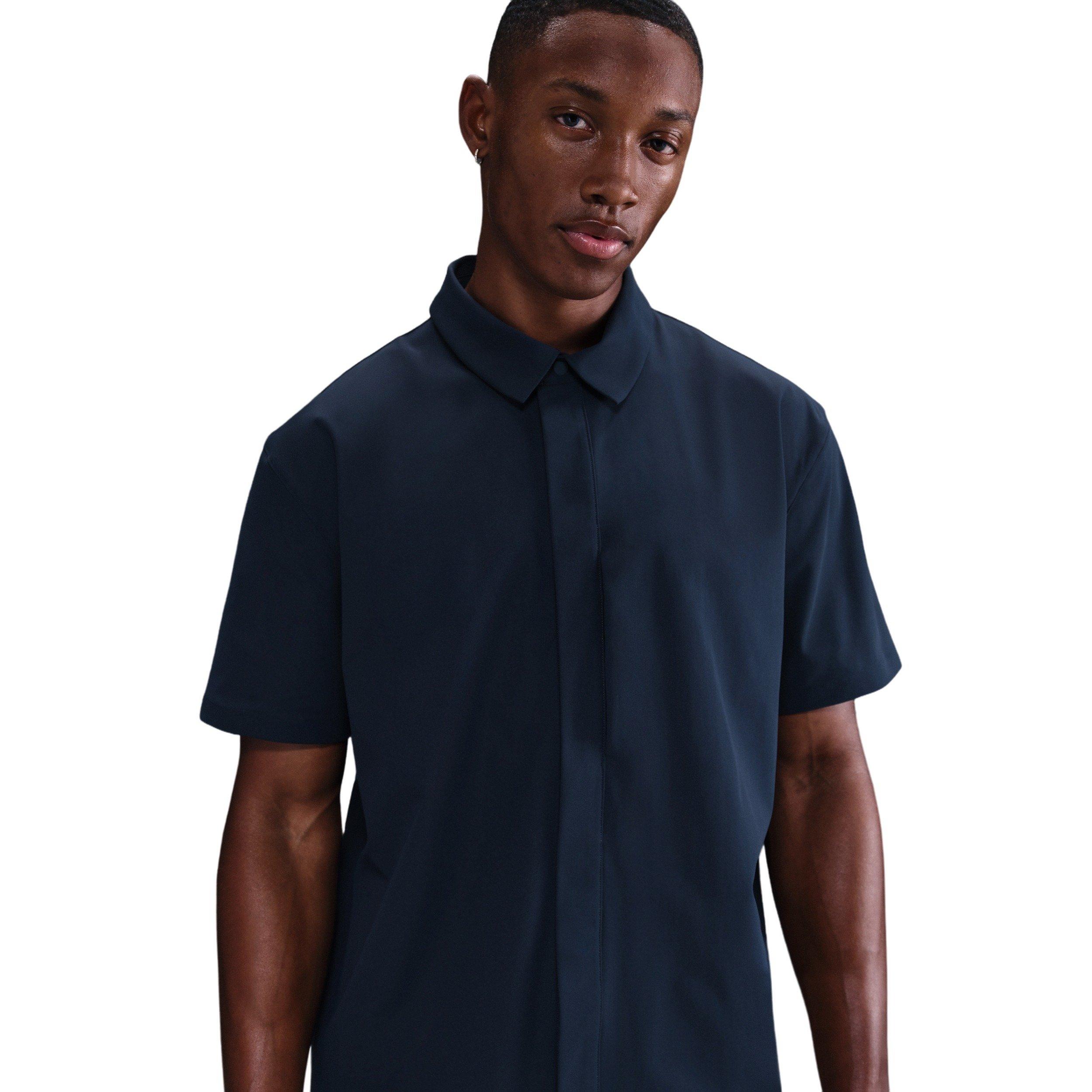 Nike Men's 24.7 PerfectStretch Dri-FIT Short-Sleeve Snap-Down Top - BLUE Thumbnail View 4