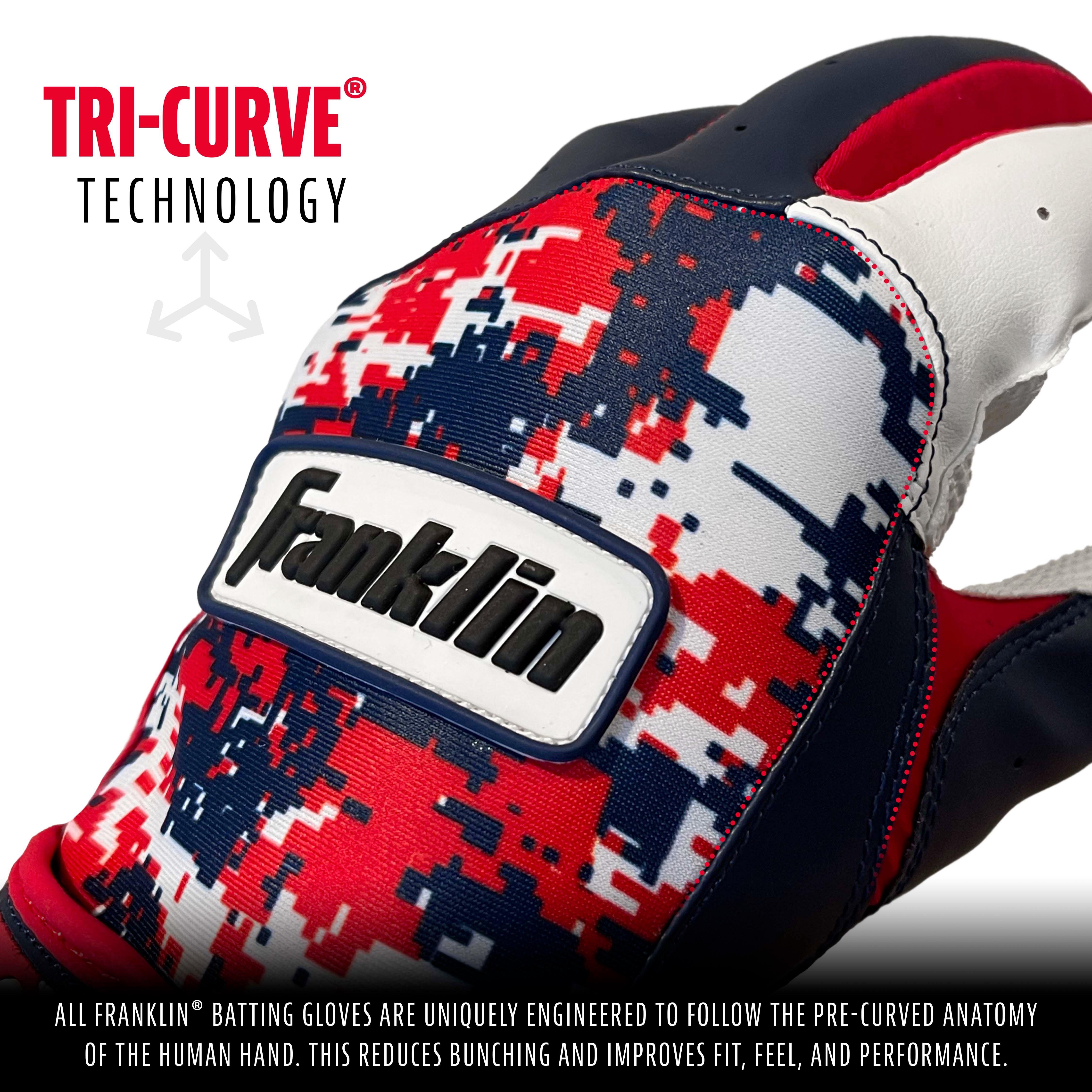 Franklin MLB Digitek Youth Batting Gloves White/Navy/Red