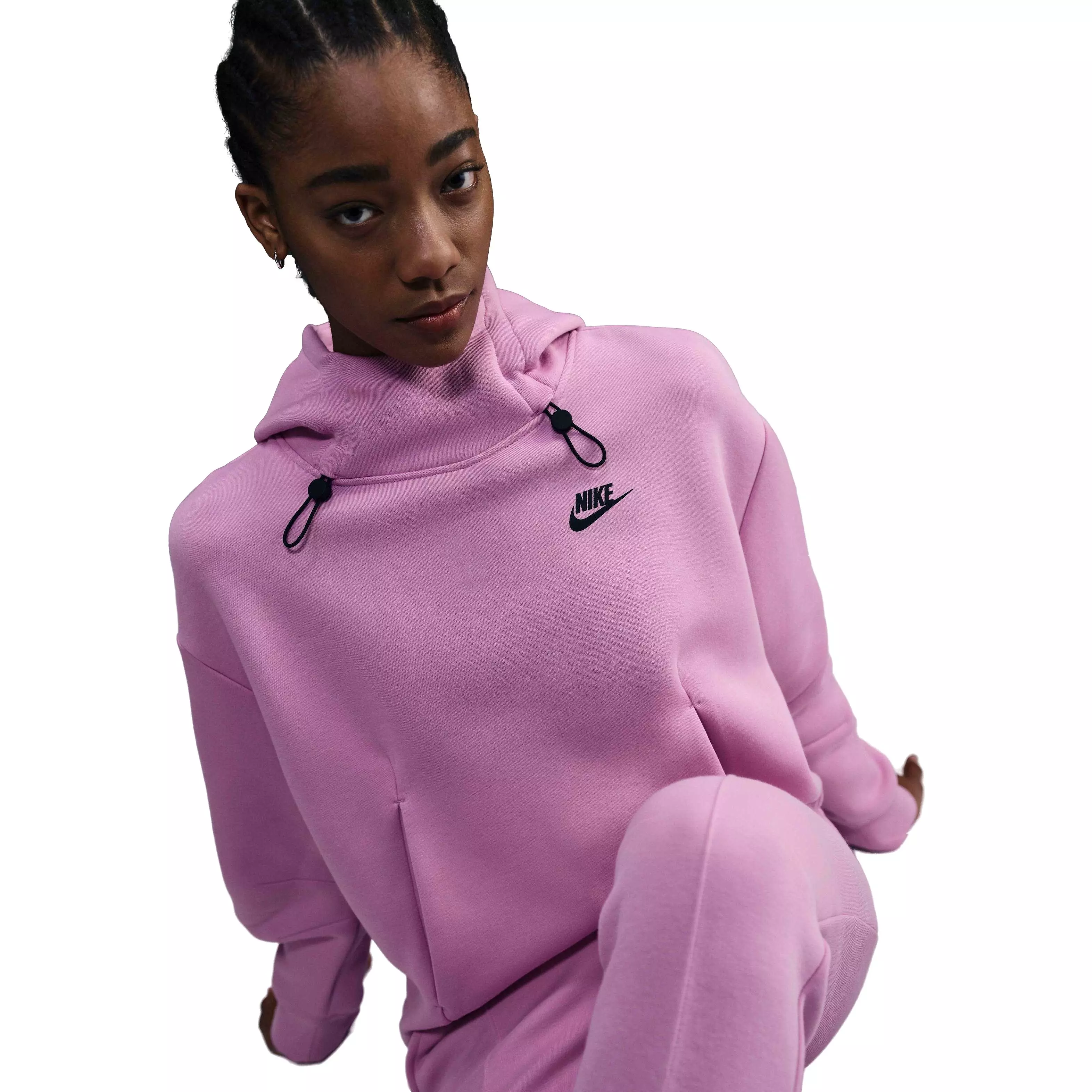Nike Women's Sportswear Tech Fleece Oversized Hoodie - PINK/BLACK