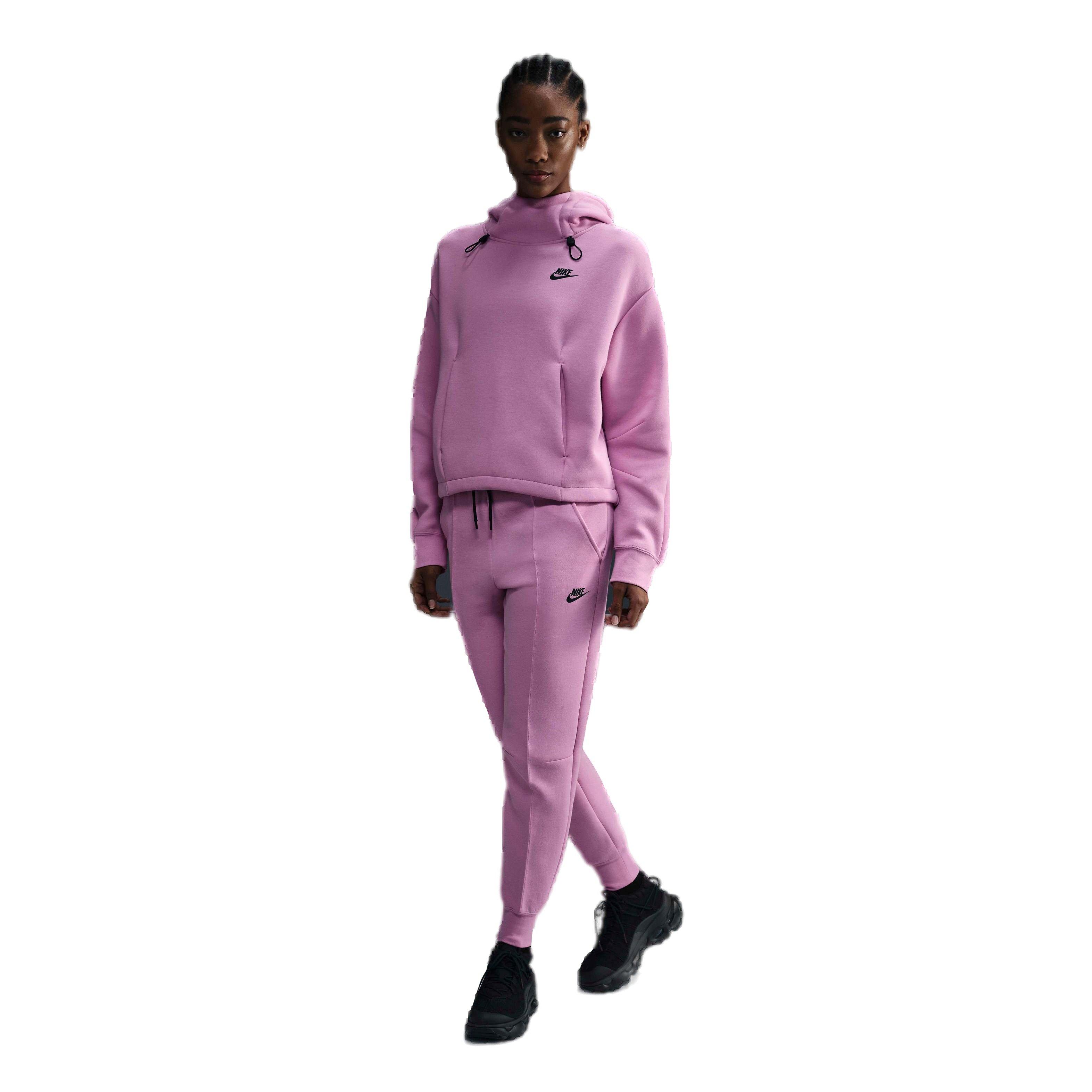 Nike Women's Sportswear Tech Fleece Oversized Hoodie - PINK/BLACK Thumbnail View 4