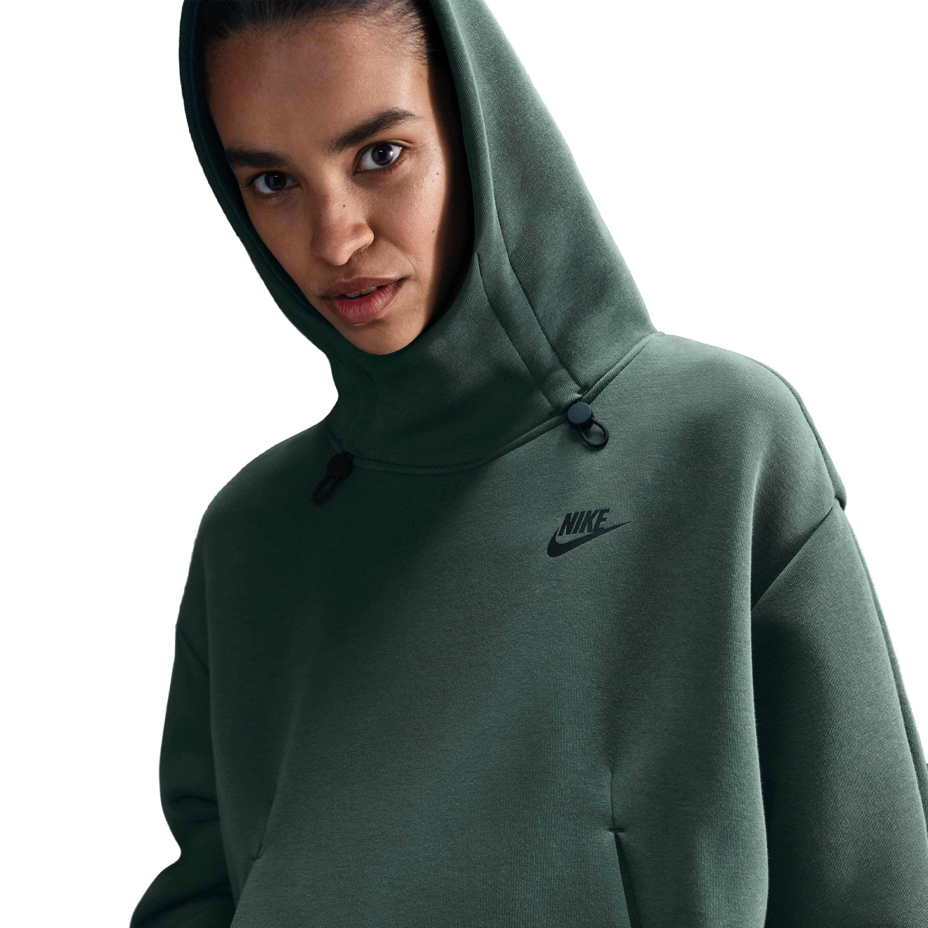 Nike Women's Sportswear Tech Fleece Oversized Hoodie - GREEN/BLACK Thumbnail View 3