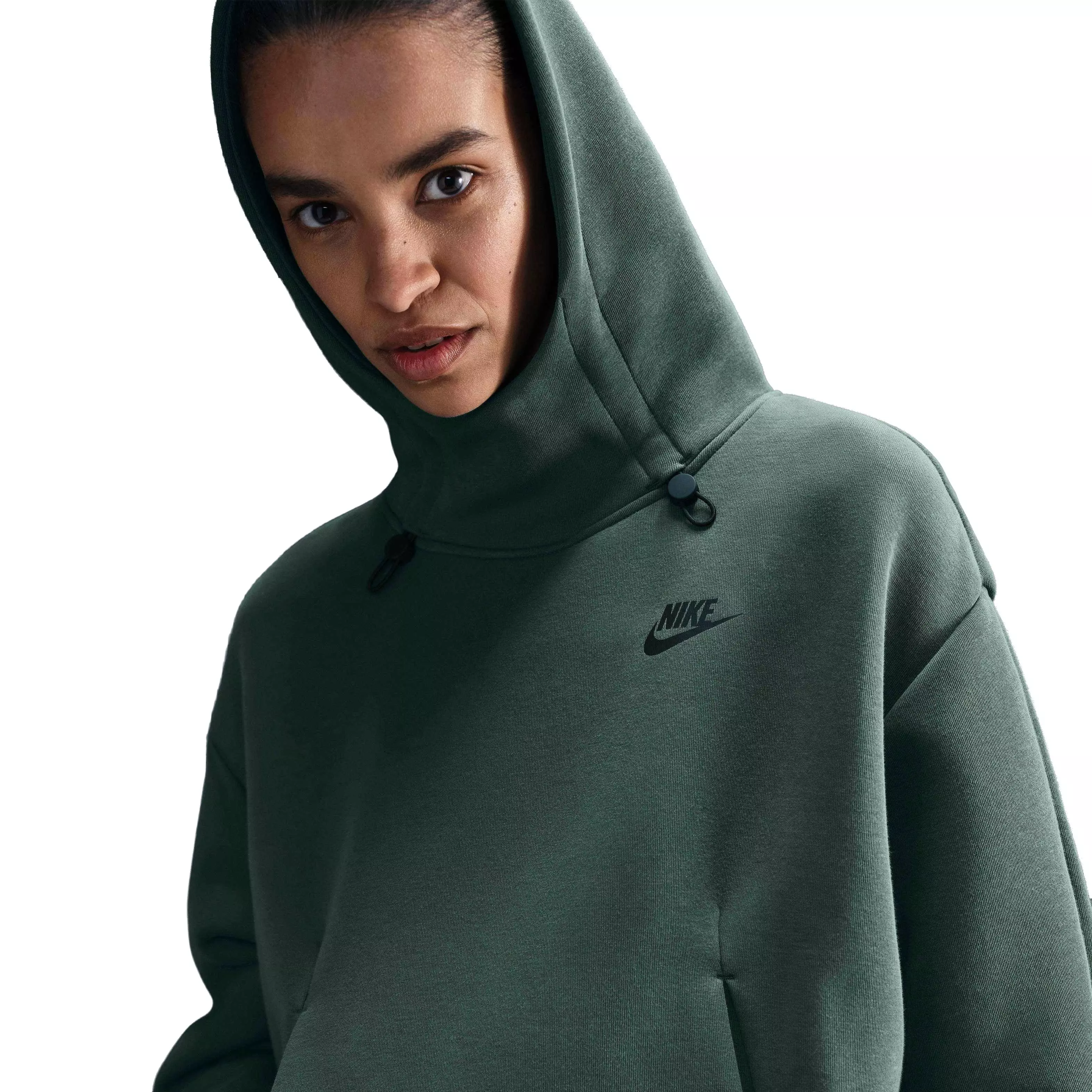 Nike Women's Sportswear Tech Fleece Oversized Hoodie - GREEN/BLACK