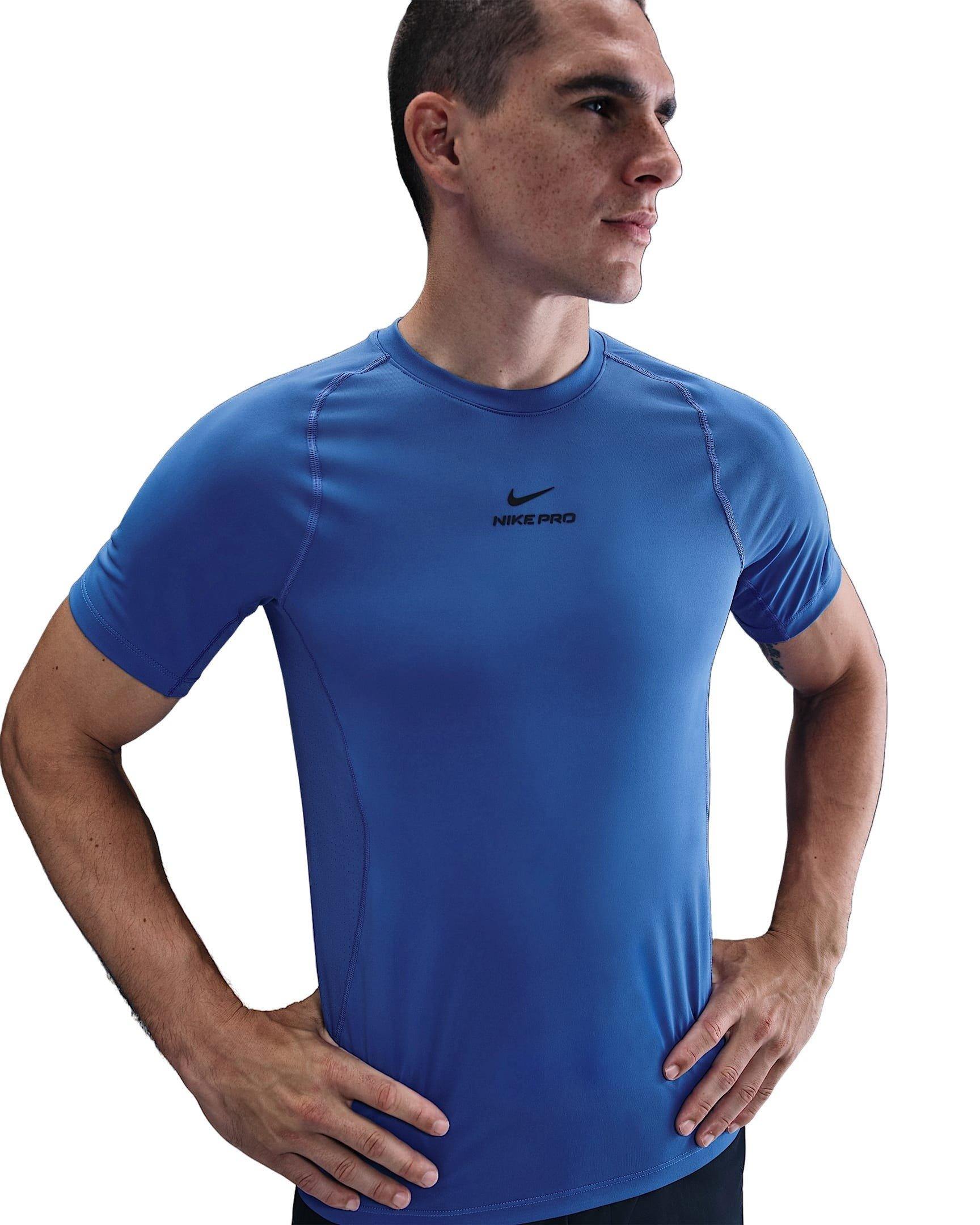 Nike Men's Pro Training Dri-FIT Short-Sleeve Top -Blue - BLUE Thumbnail View 1