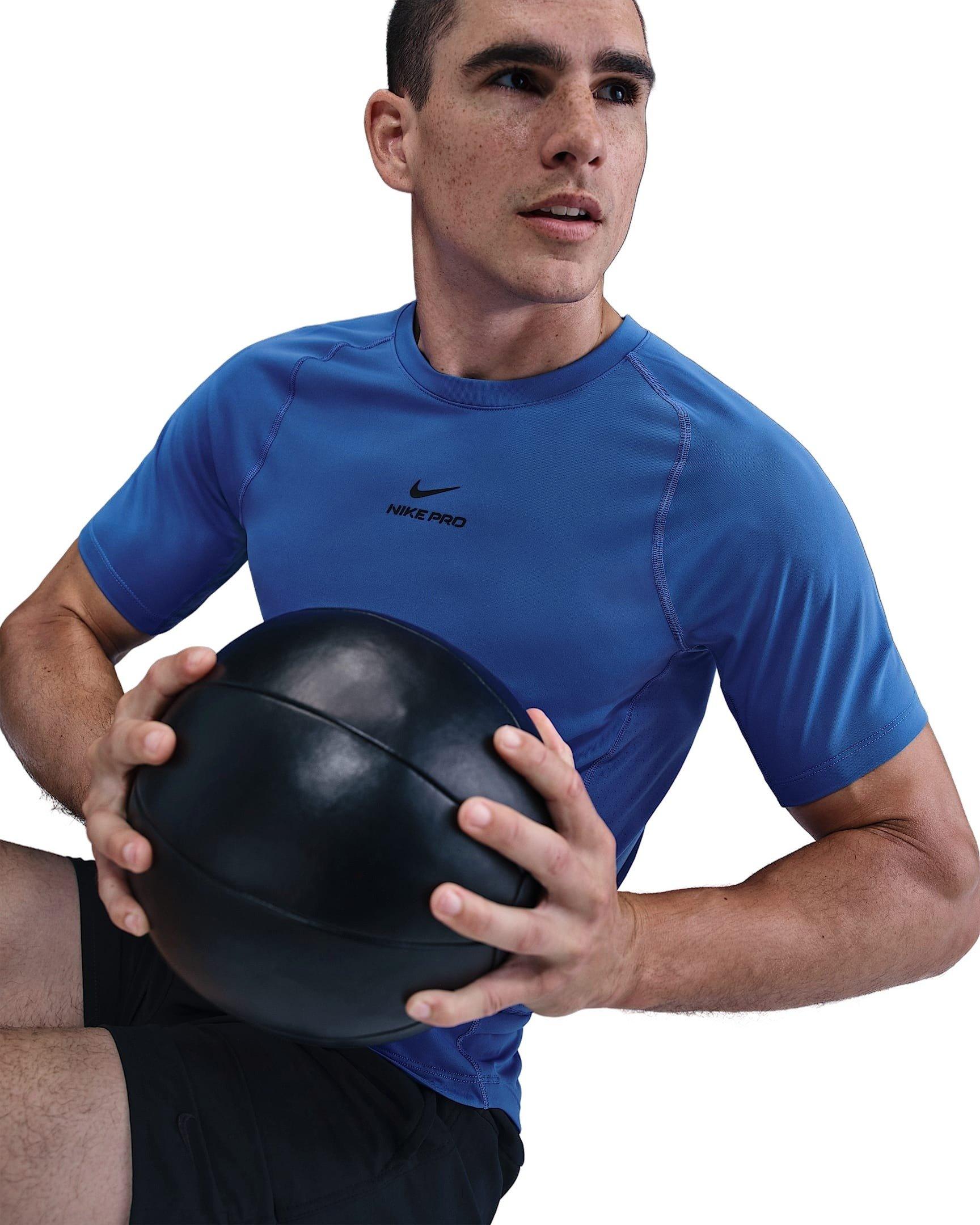 Nike Men's Pro Training Dri-FIT Short-Sleeve Top - Blue - BLUE Thumbnail View 3