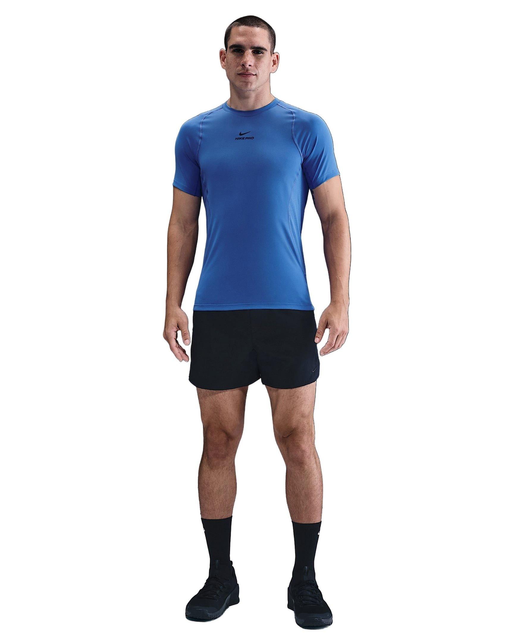 Nike Men's Pro Training Dri-FIT Short-Sleeve Top -Blue - BLUE Thumbnail View 4