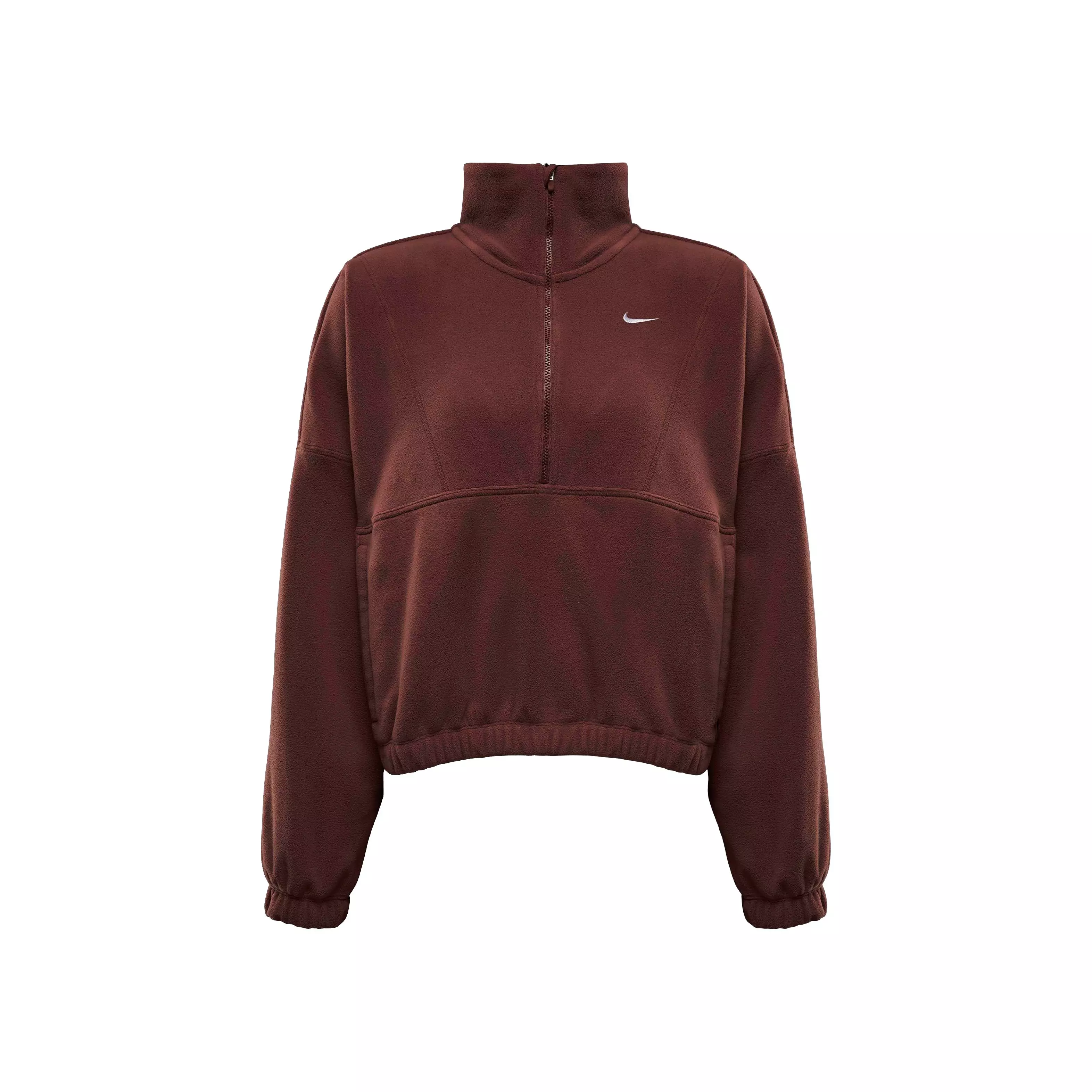 Nike Women's One Therma-FIT Oversized 1/2-Zip Fleece Top - RED/WHITE