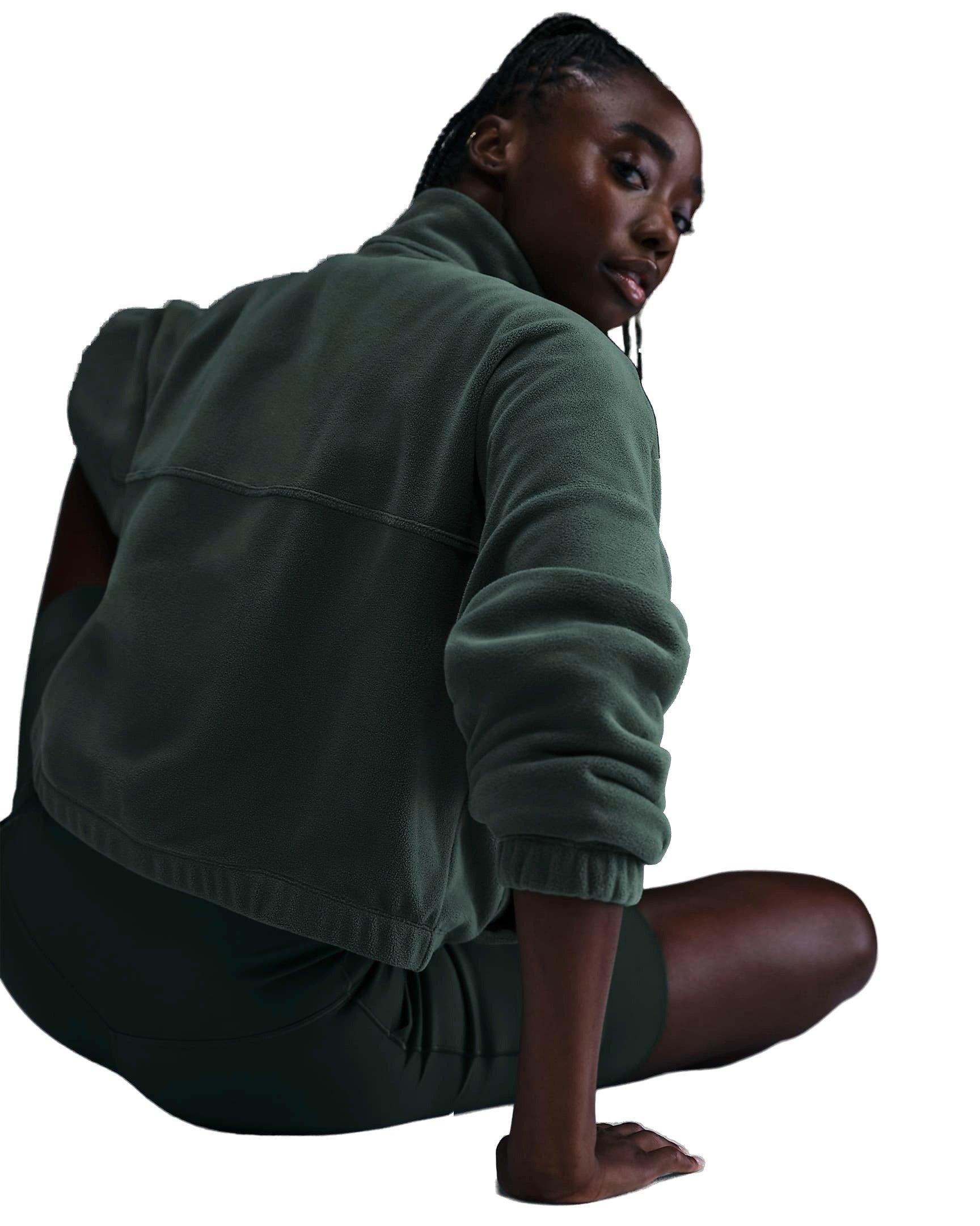 Nike Women's One Therma-FIT Oversized 1/2-Zip Fleece Top - GREEN Thumbnail View 2