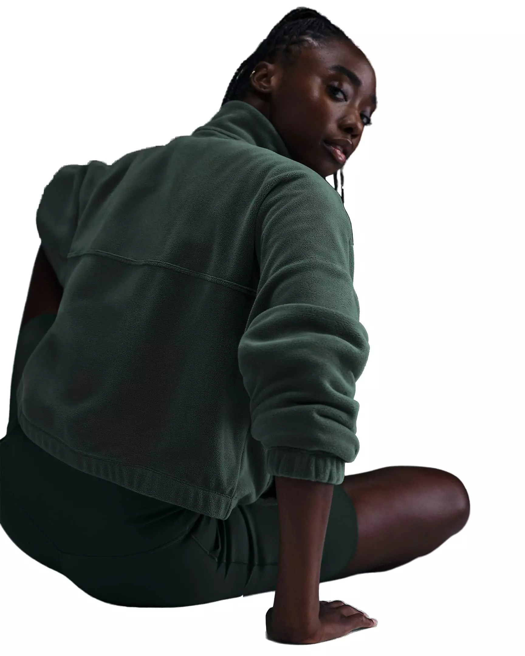 Nike Women's One Therma-FIT Oversized 1/2-Zip Fleece Top - GREEN