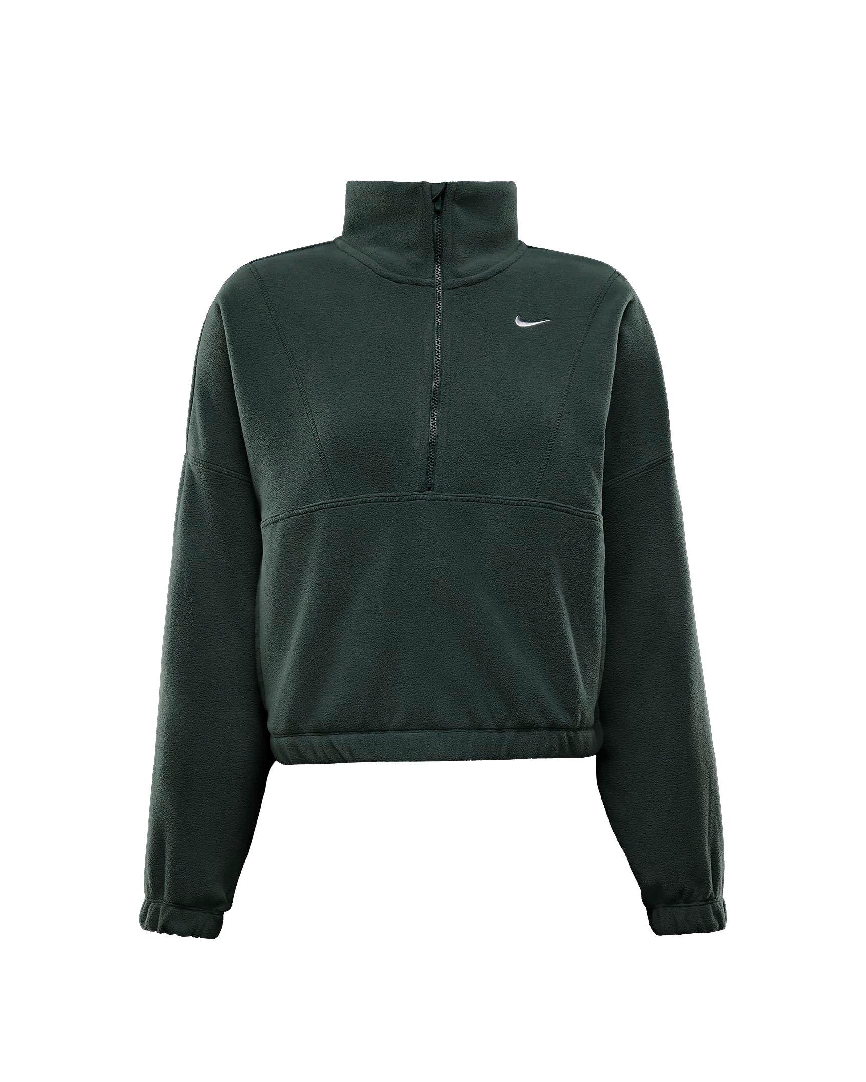 Nike Women's One Therma-FIT Oversized 1/2-Zip Fleece Top - GREEN Thumbnail View 5