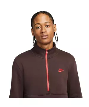 Nike Men's Sportswear Brown Brushed-Back 1/2-Zip Pullover 