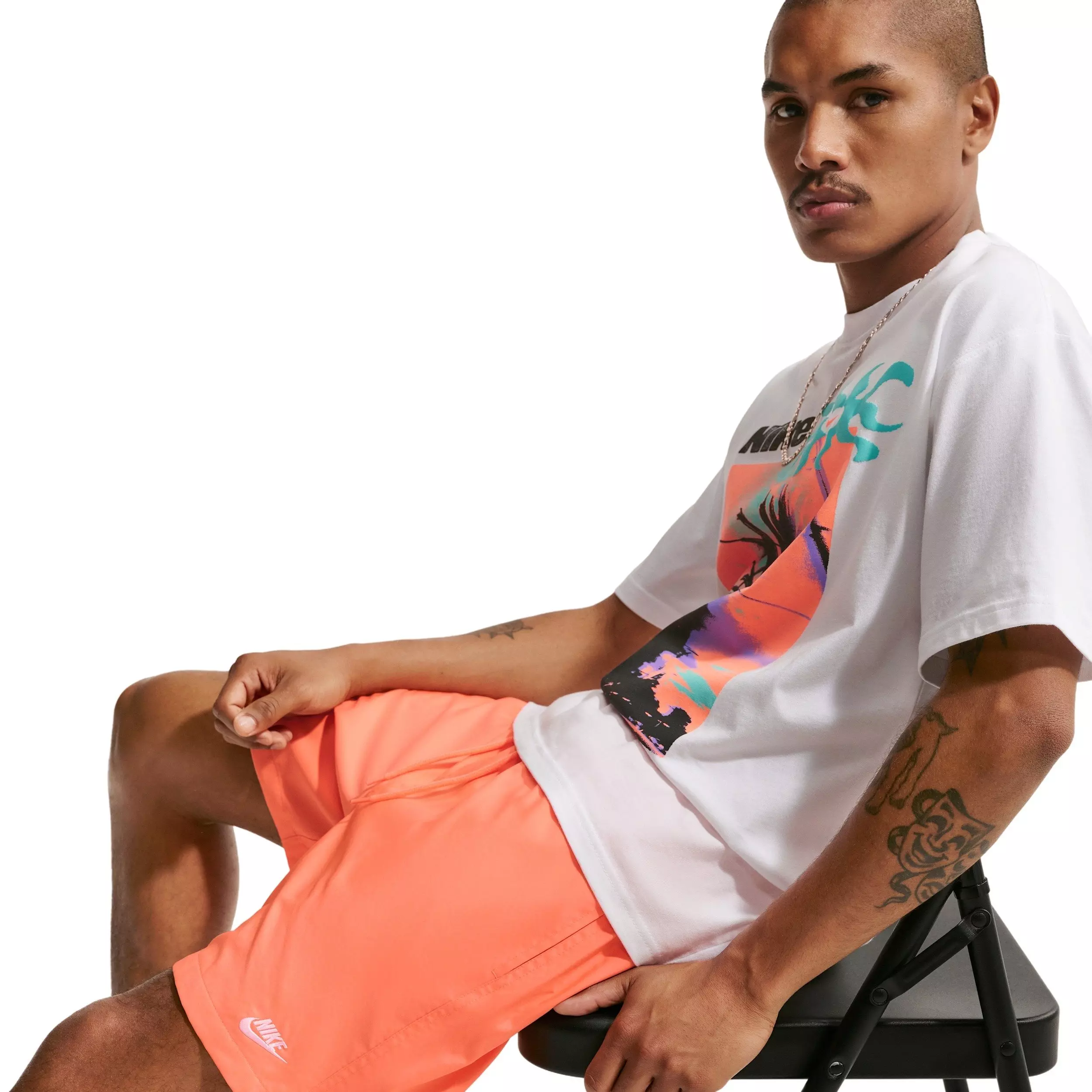 Nike Men's Club Woven Flow Shorts - Orange - ORANGE