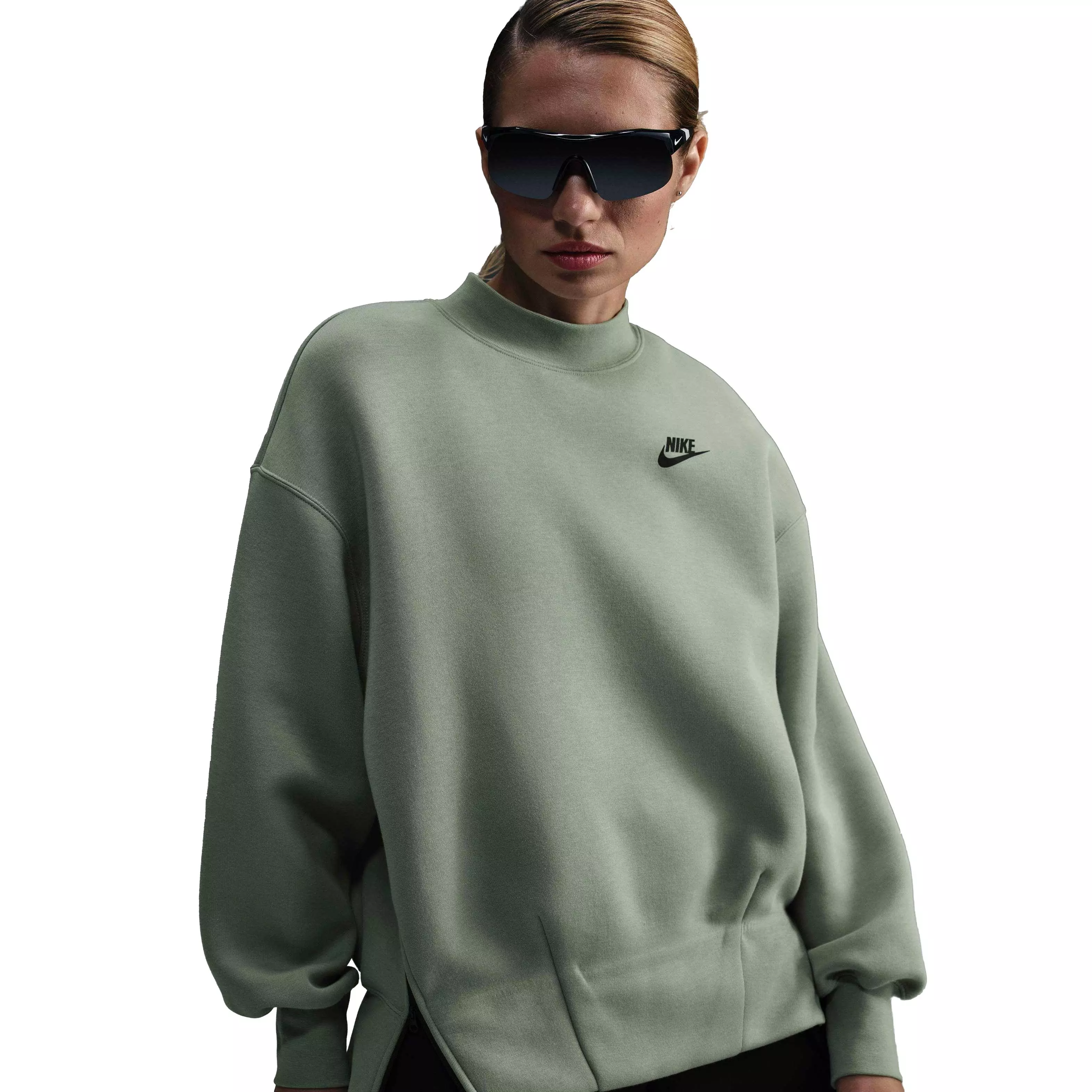 Nike Women's Sportswear Tech Fleece Oversized Crew-neck Sweatshirt - JADE