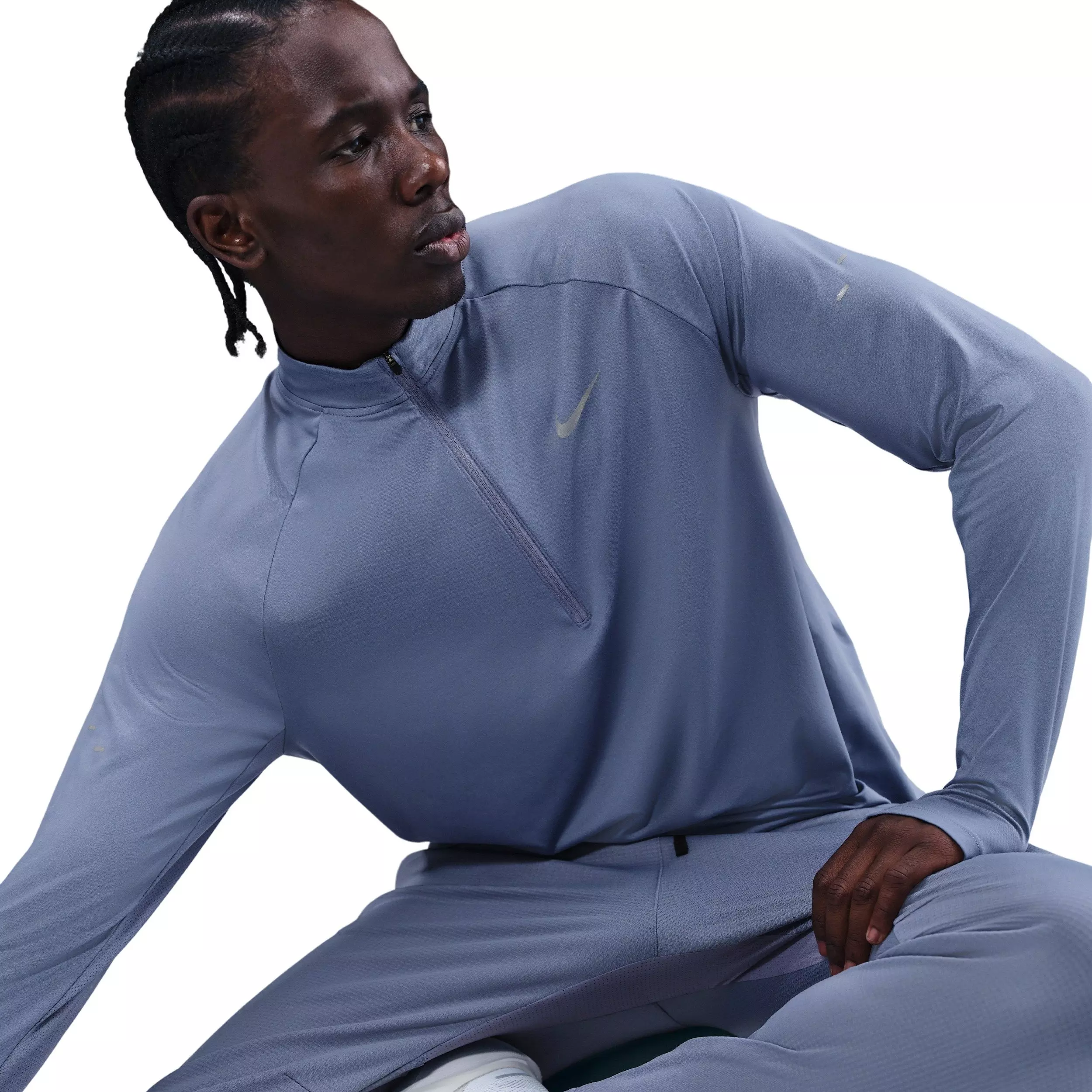 Nike Men's Stride Dri-FIT 1/4-Zip Midlayer Running Top -Blue - BLUE