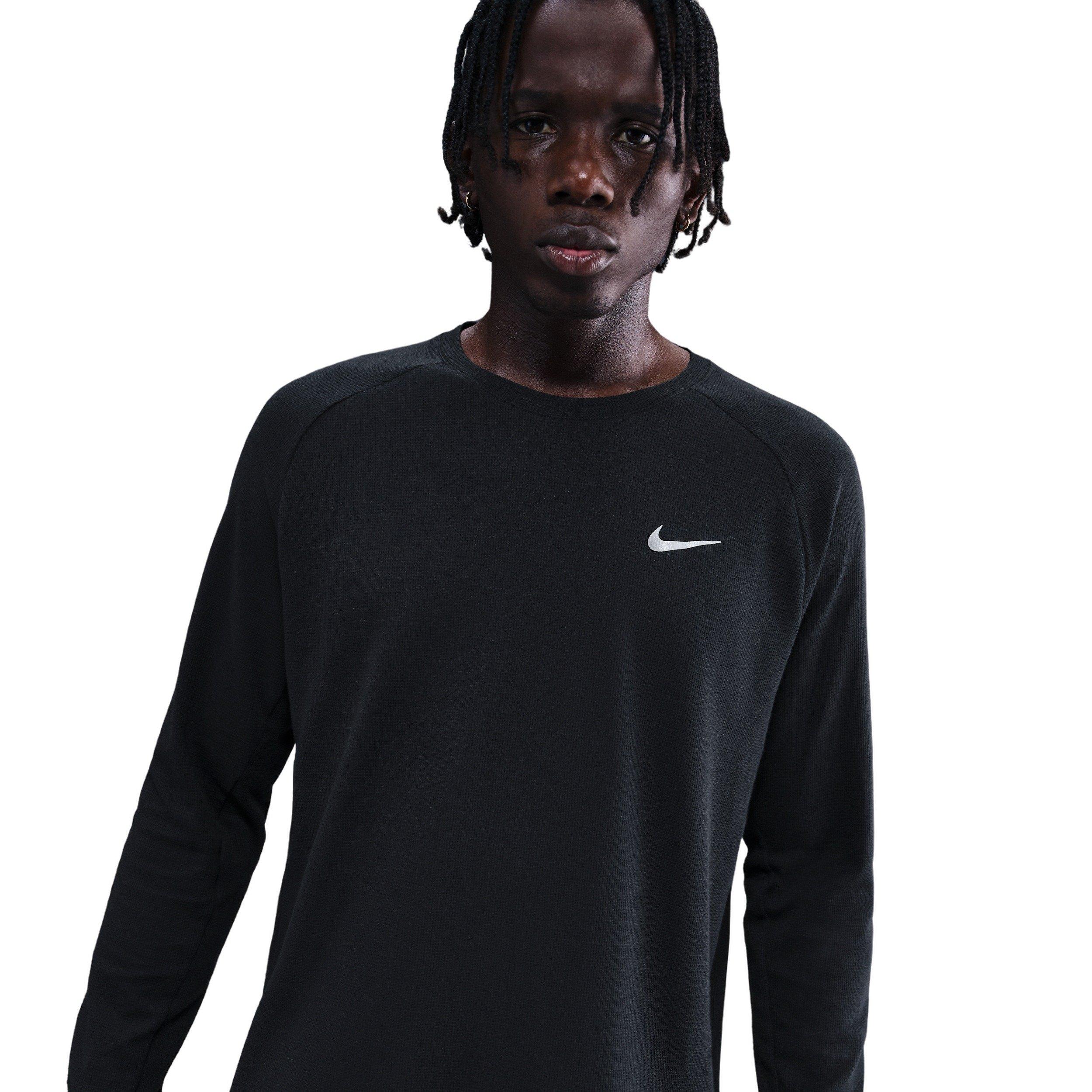 Nike Men's Stride Dri-FIT Running Waffle Knit Crew - BLACK Thumbnail View 1